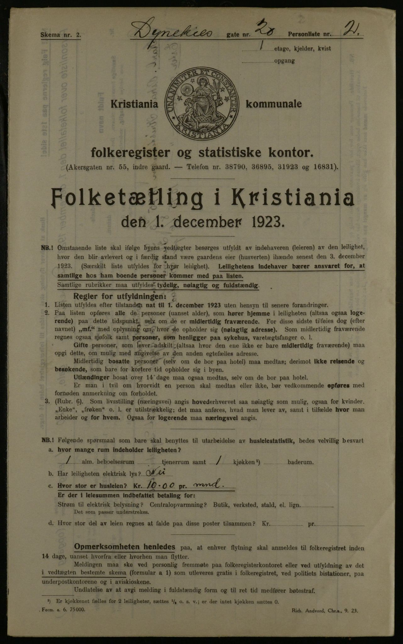 OBA, Municipal Census 1923 for Kristiania, 1923, p. 19660