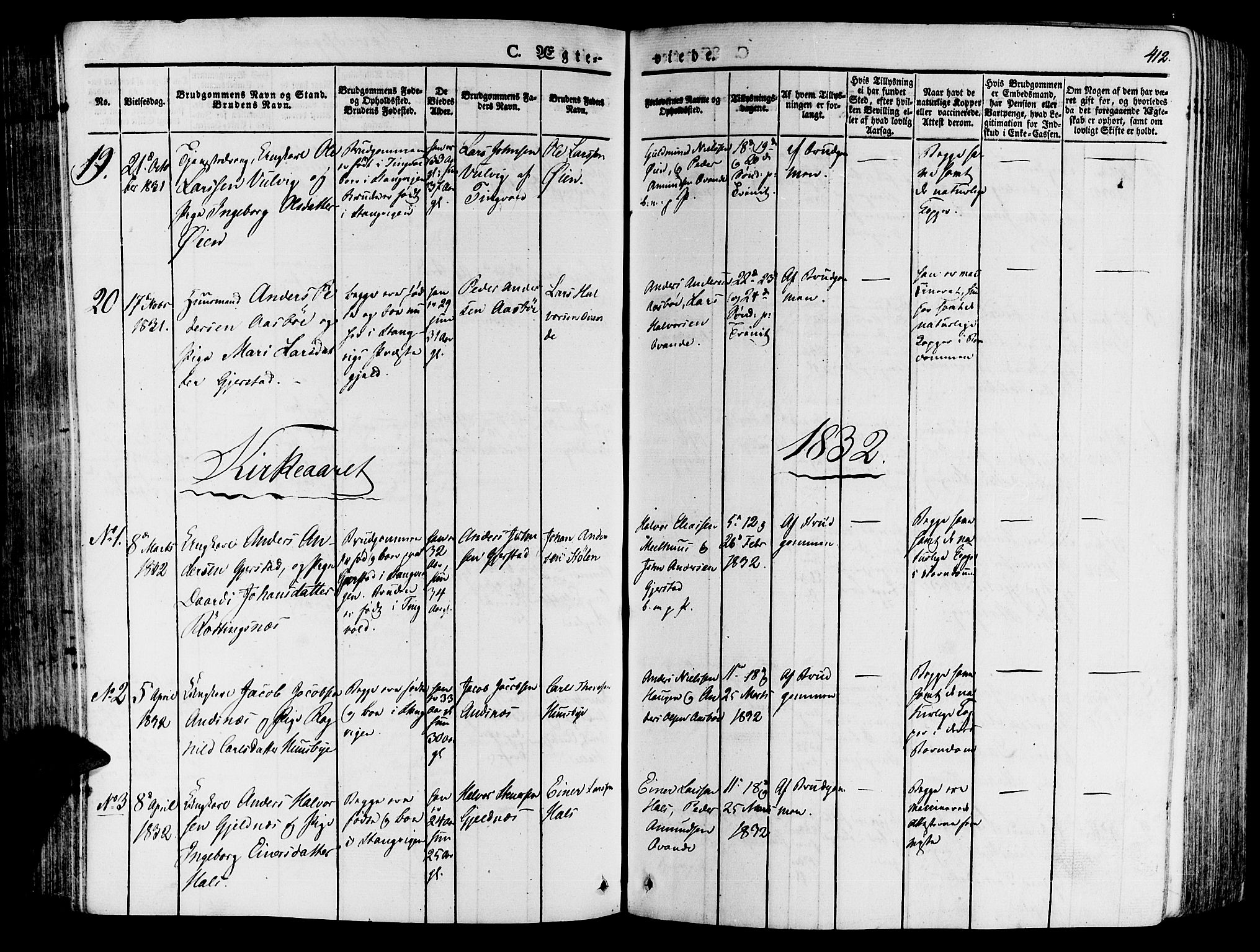 Ministerialprotokoller, klokkerbøker og fødselsregistre - Møre og Romsdal, AV/SAT-A-1454/592/L1024: Parish register (official) no. 592A03 /1, 1831-1849, p. 412