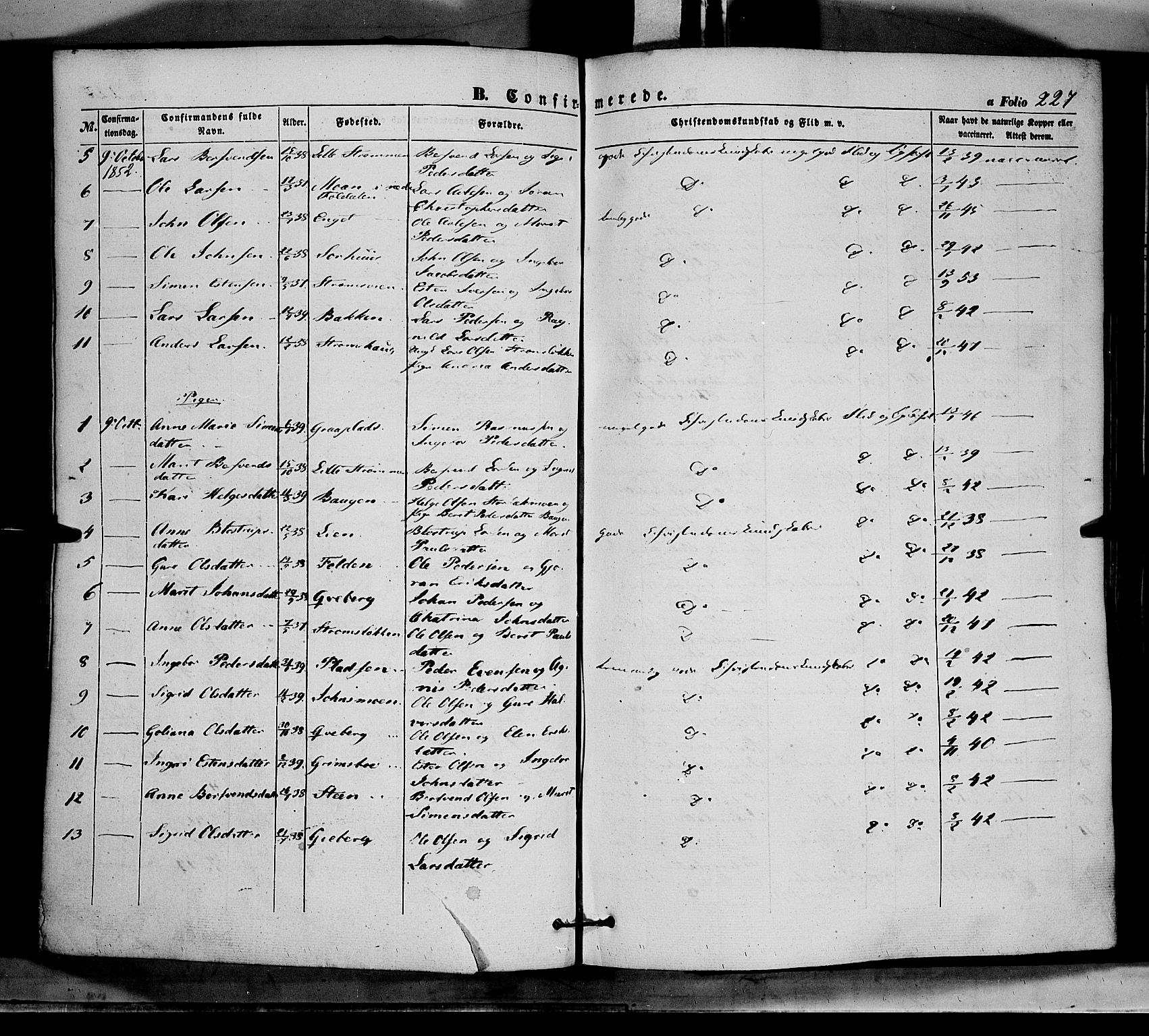 Tynset prestekontor, AV/SAH-PREST-058/H/Ha/Haa/L0020: Parish register (official) no. 20, 1848-1862, p. 227