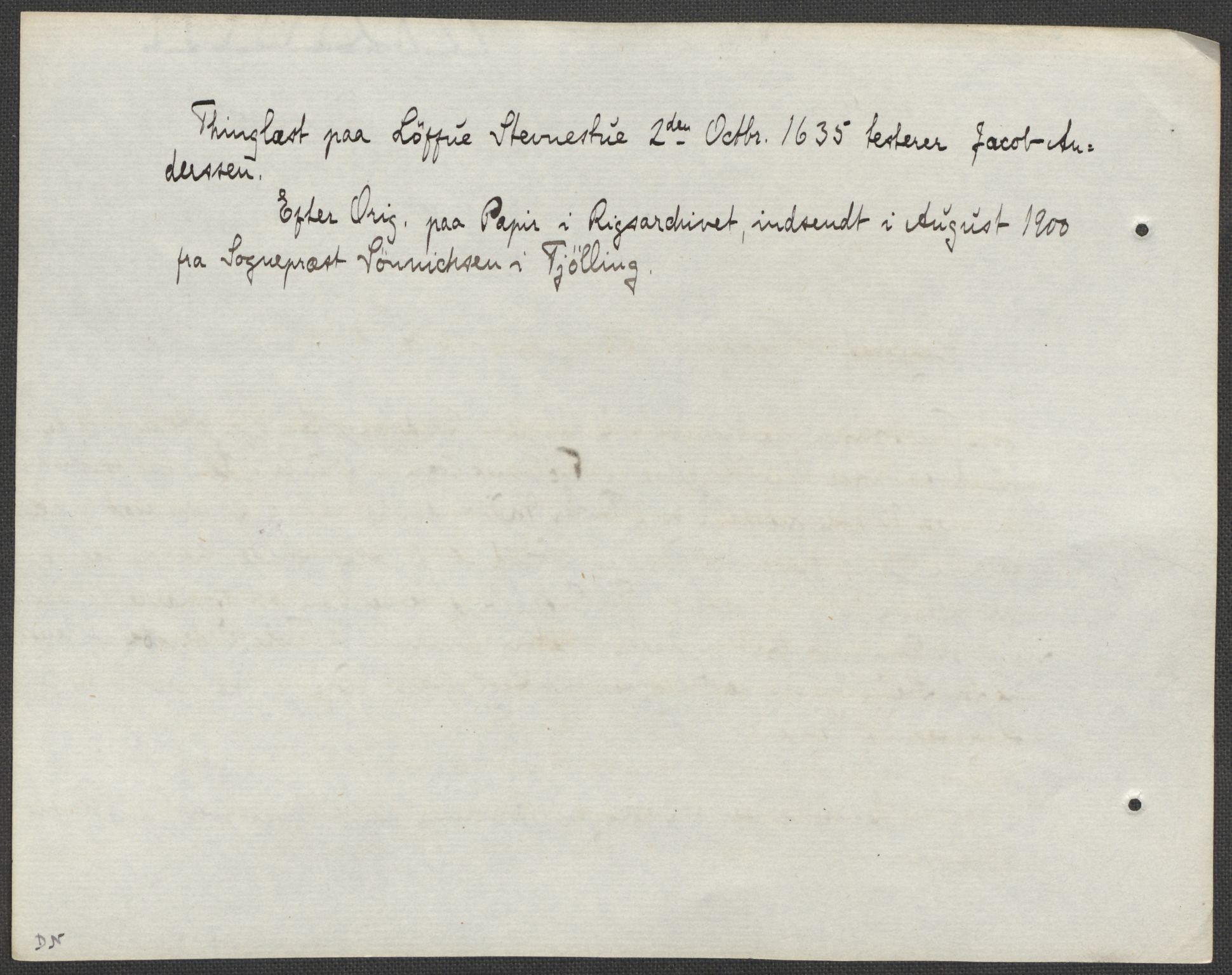 Riksarkivets diplomsamling, AV/RA-EA-5965/F15/L0025: Prestearkiv - Vestfold, 1572-1782, p. 20