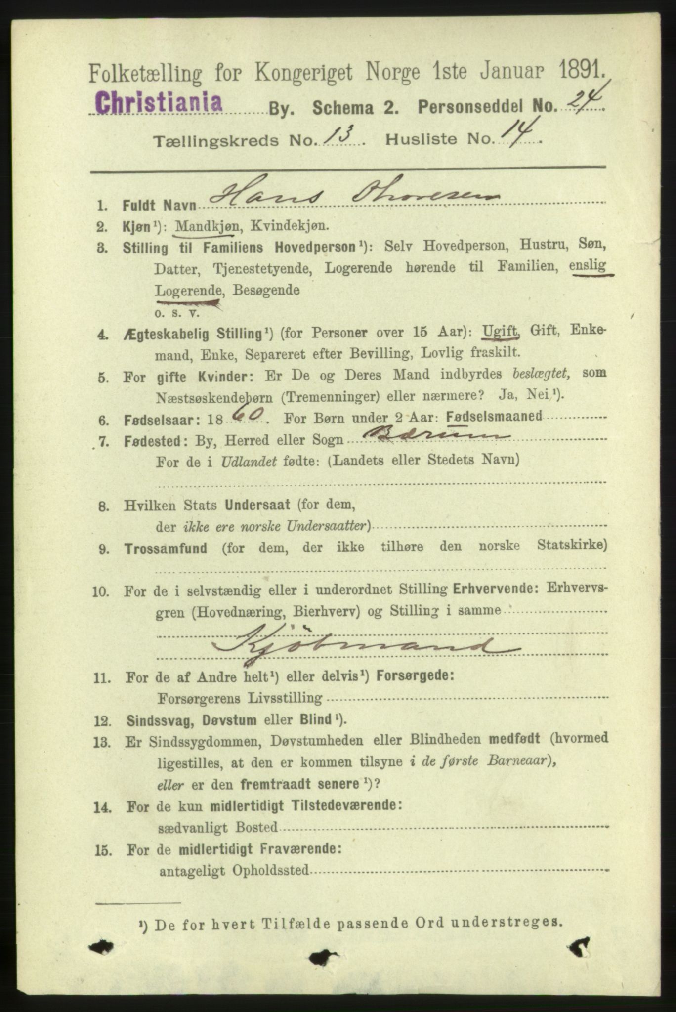 RA, 1891 census for 0301 Kristiania, 1891, p. 6673