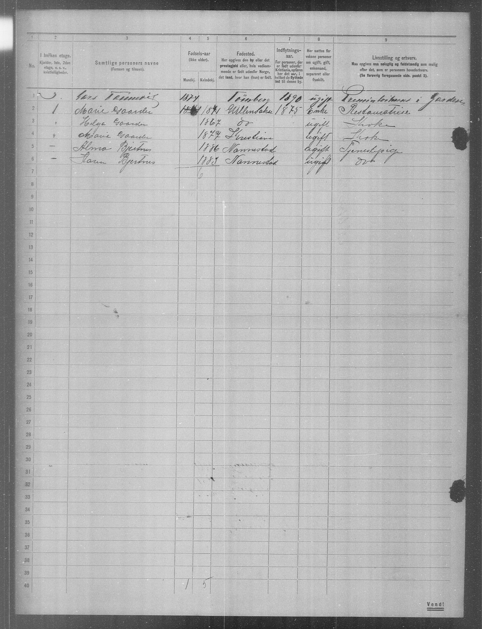 OBA, Municipal Census 1904 for Kristiania, 1904, p. 293