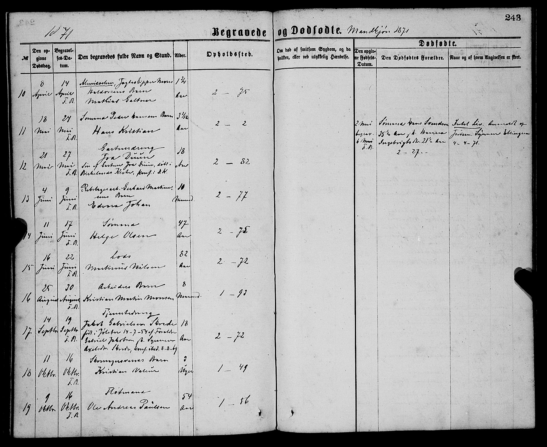 Sandviken Sokneprestembete, AV/SAB-A-77601/H/Ha/L0001: Parish register (official) no. A 1, 1867-1877, p. 243