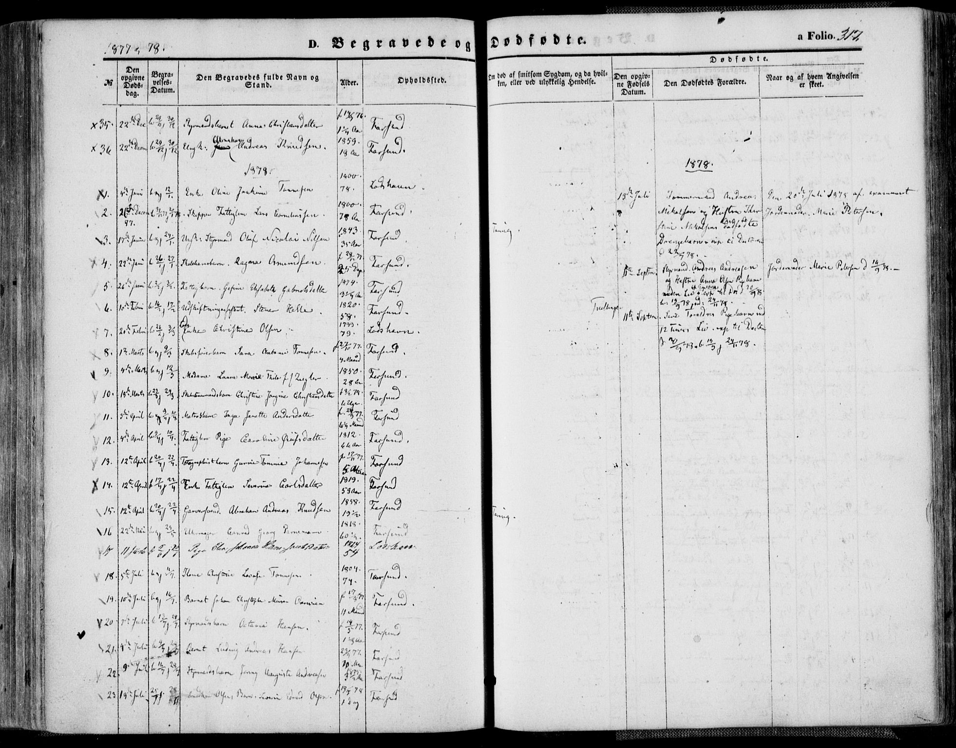 Farsund sokneprestkontor, SAK/1111-0009/F/Fa/L0005: Parish register (official) no. A 5, 1863-1886, p. 317
