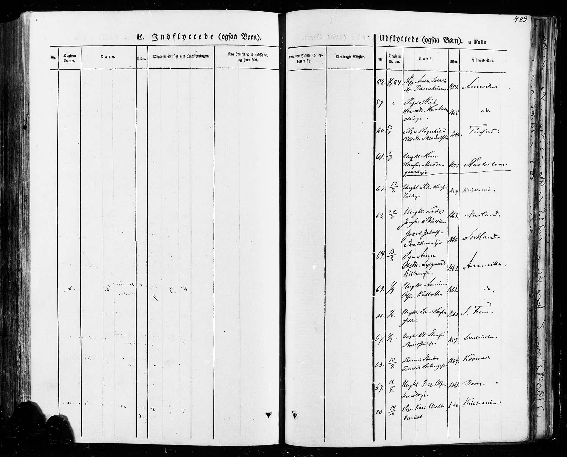 Vågå prestekontor, SAH/PREST-076/H/Ha/Haa/L0007: Parish register (official) no. 7 /1, 1872-1886, p. 483