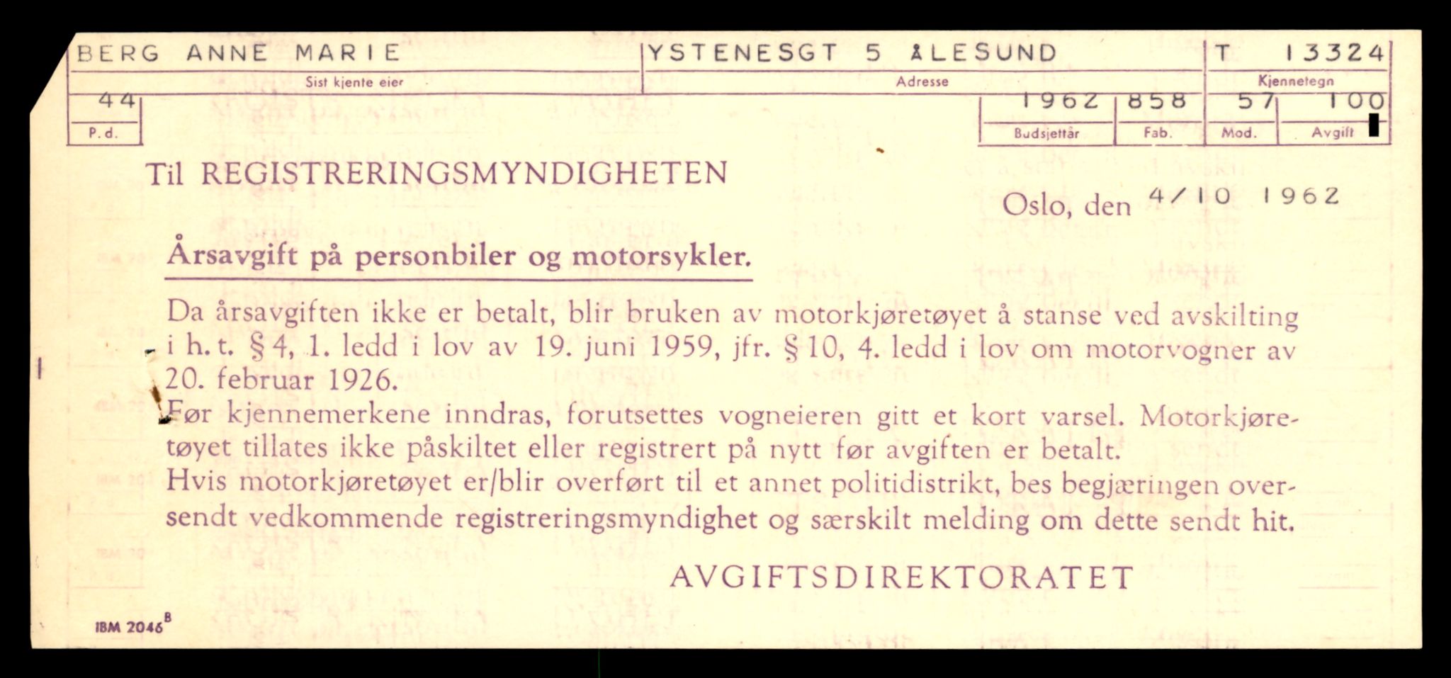 Møre og Romsdal vegkontor - Ålesund trafikkstasjon, AV/SAT-A-4099/F/Fe/L0038: Registreringskort for kjøretøy T 13180 - T 13360, 1927-1998, p. 2435