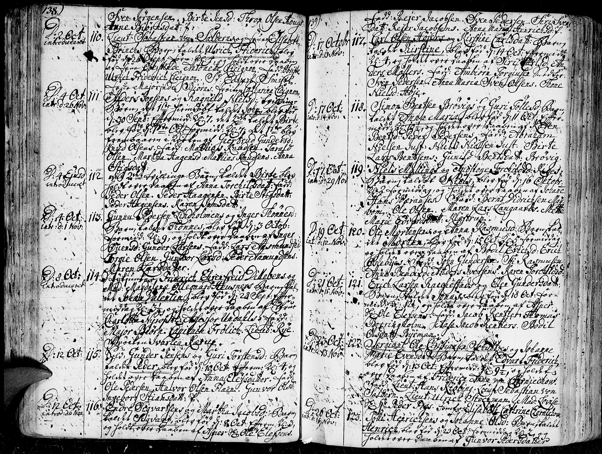Kristiansand domprosti, SAK/1112-0006/F/Fa/L0001: Parish register (official) no. A 1, 1734-1793, p. 138-139