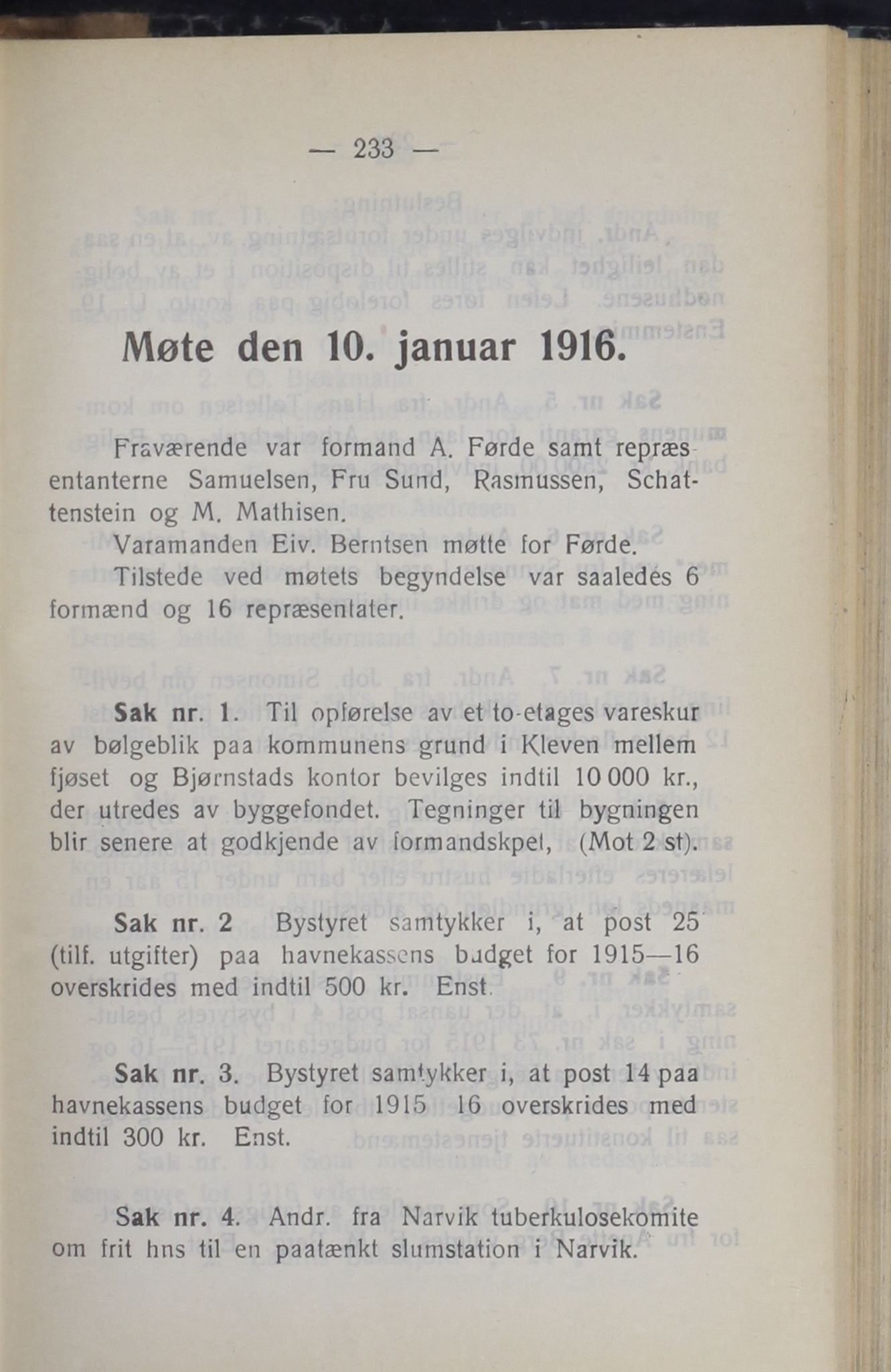 Narvik kommune. Formannskap , AIN/K-18050.150/A/Ab/L0006: Møtebok, 1916