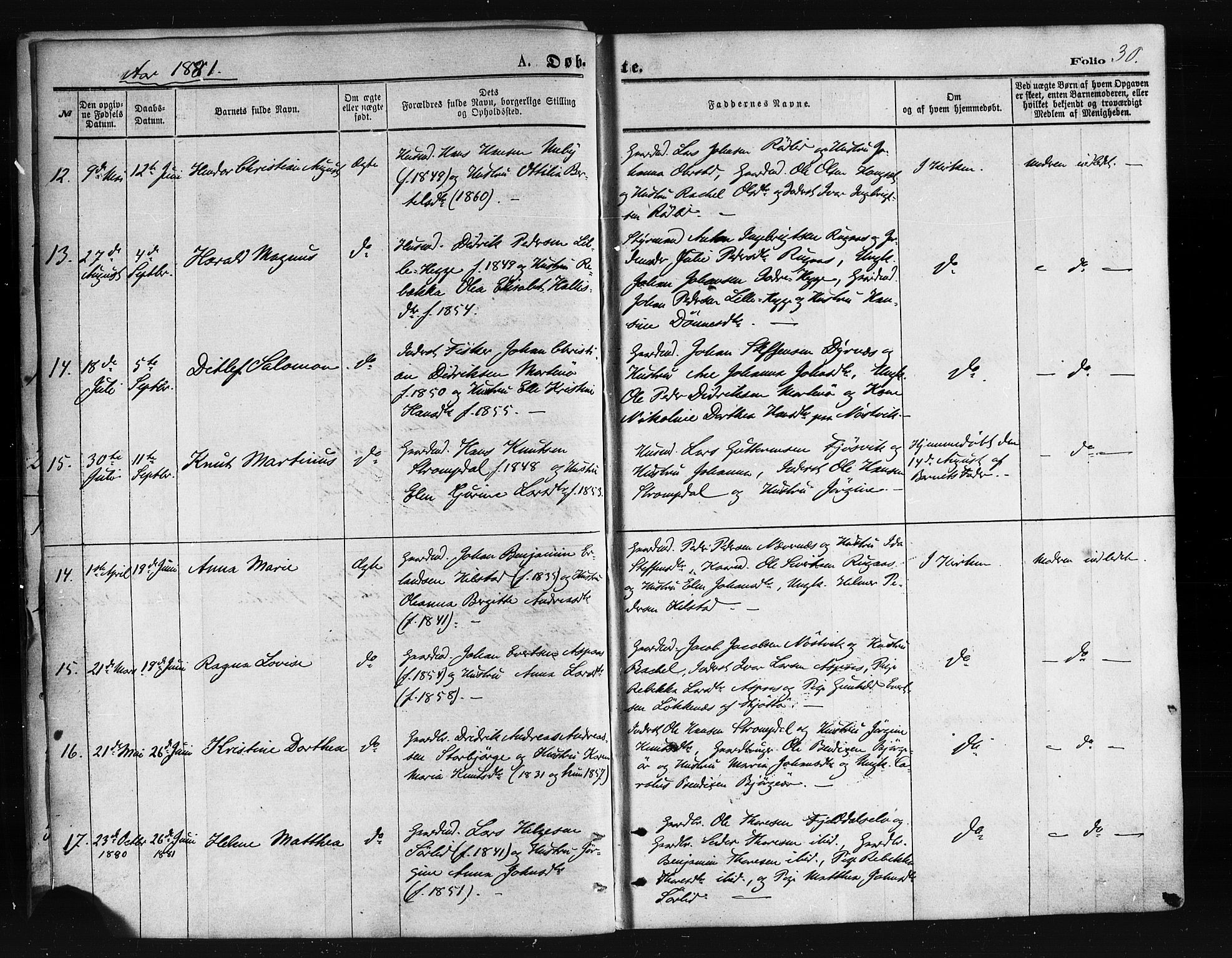 Ministerialprotokoller, klokkerbøker og fødselsregistre - Nordland, AV/SAT-A-1459/814/L0225: Parish register (official) no. 814A06, 1875-1885, p. 30