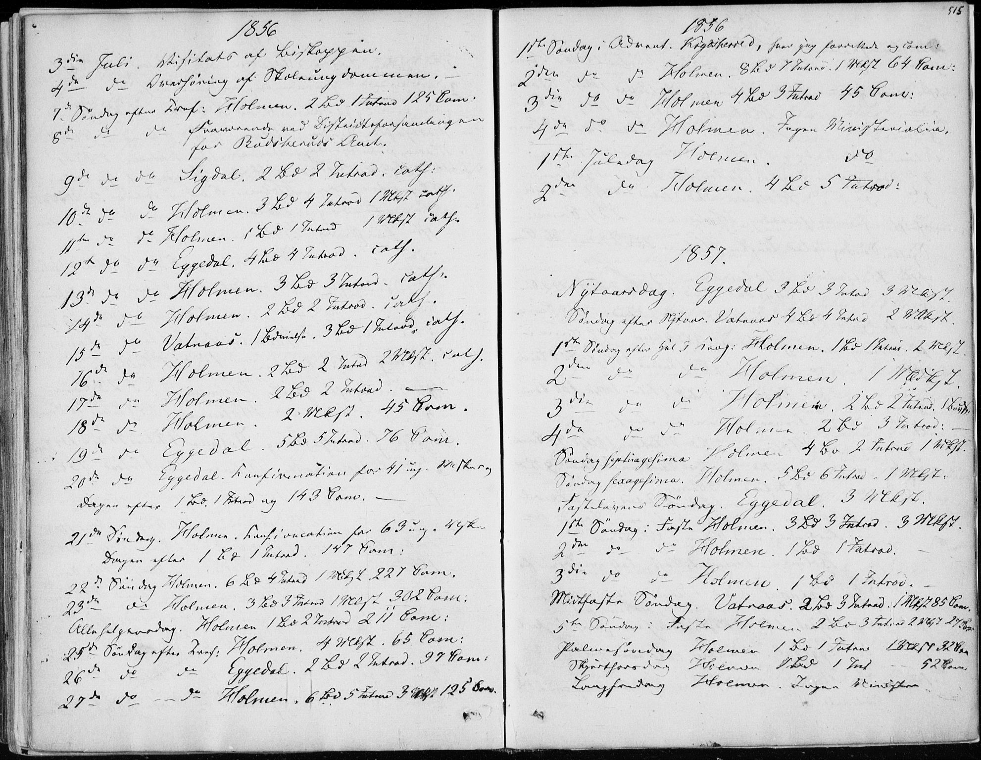 Sigdal kirkebøker, AV/SAKO-A-245/F/Fa/L0008: Parish register (official) no. I 8, 1850-1859, p. 515