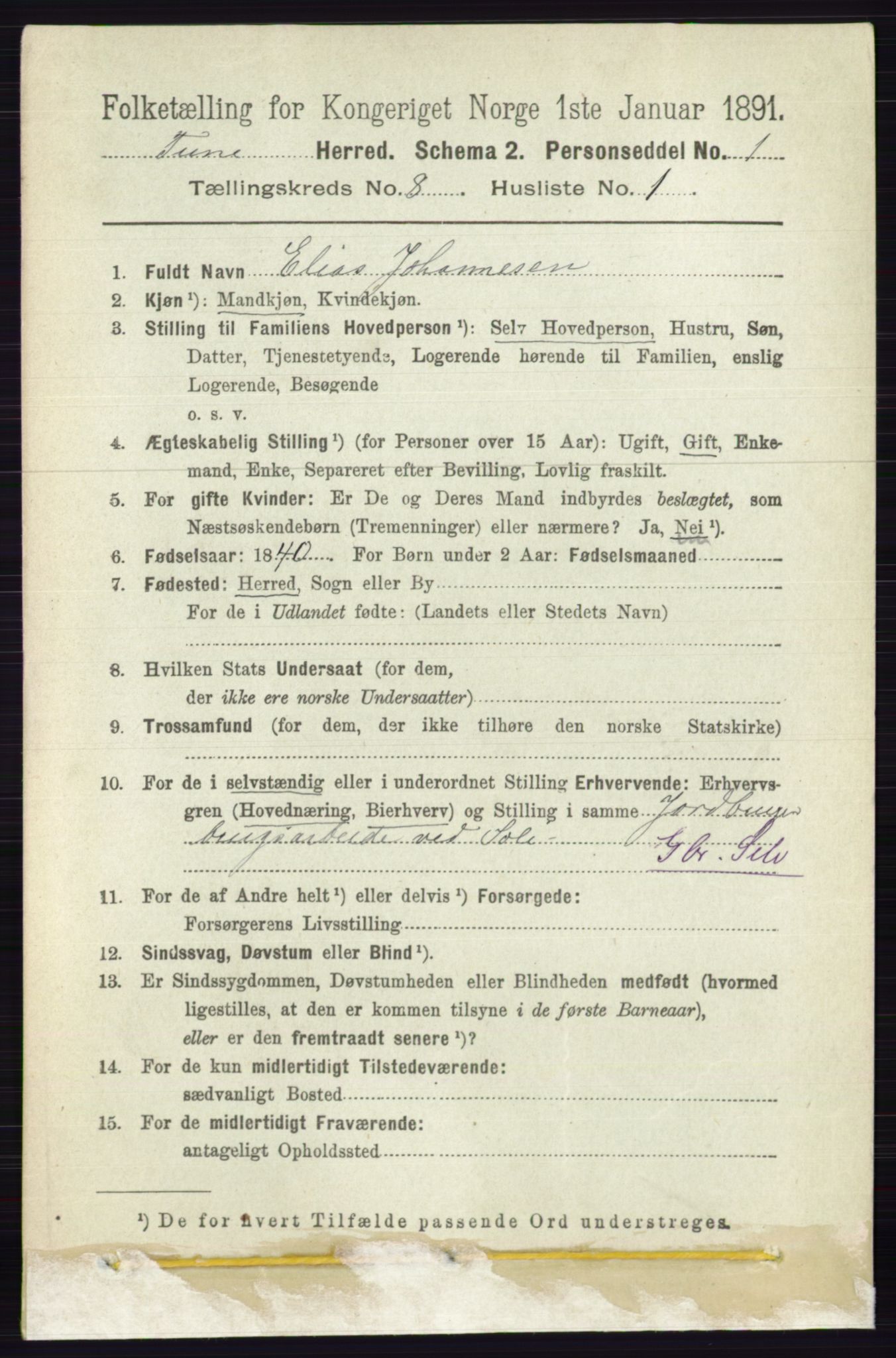 RA, 1891 census for 0130 Tune, 1891, p. 5776