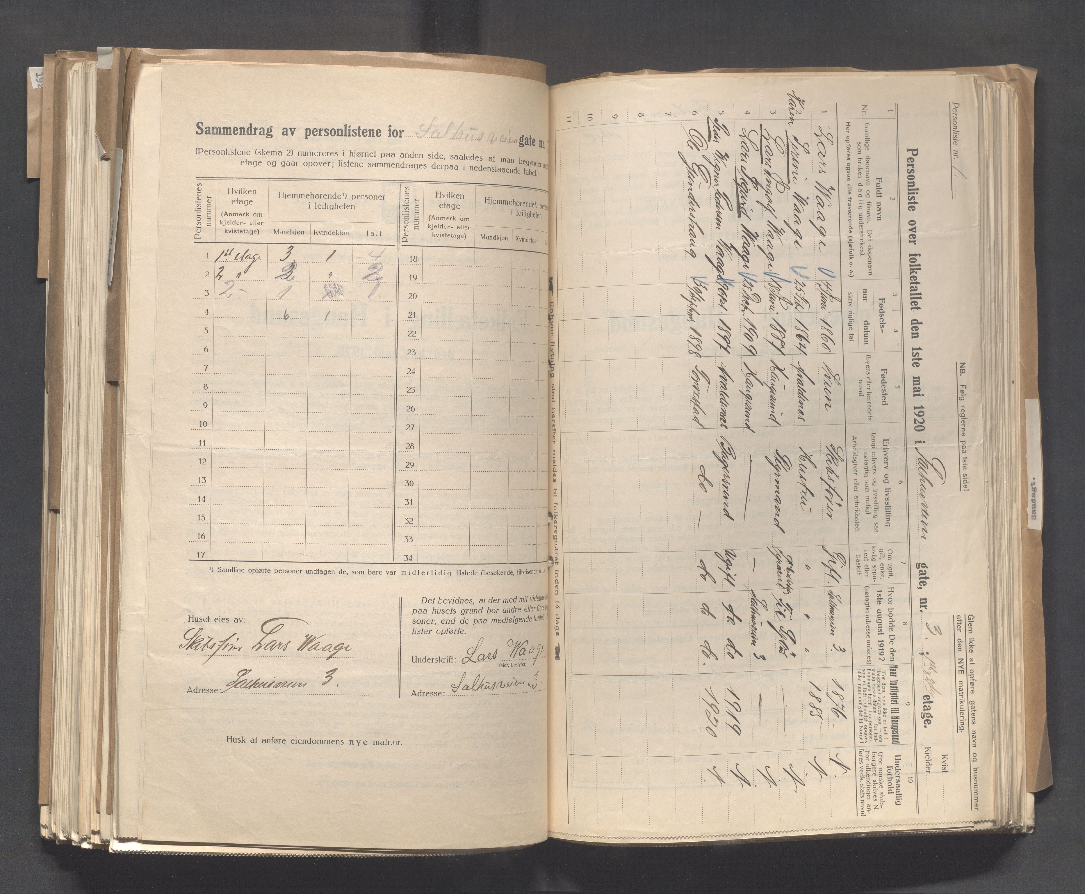 IKAR, Local census 1.5.1920 for Haugesund, 1920, p. 3261