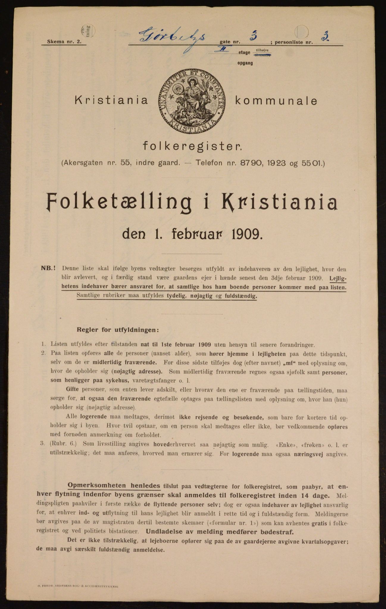 OBA, Municipal Census 1909 for Kristiania, 1909, p. 29769