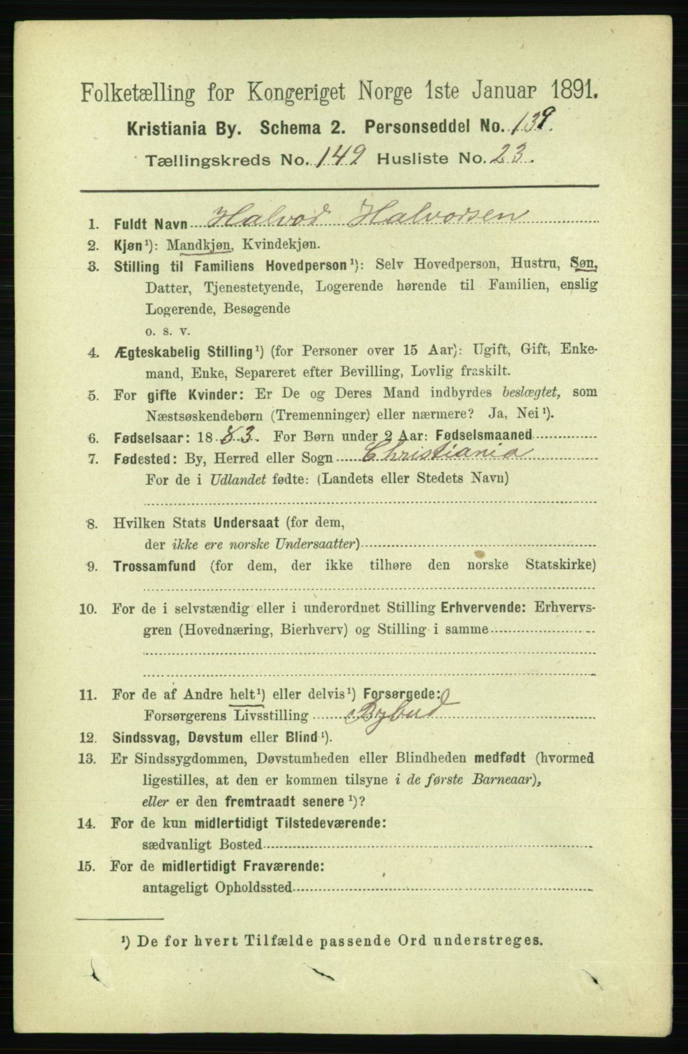 RA, 1891 census for 0301 Kristiania, 1891, p. 83748