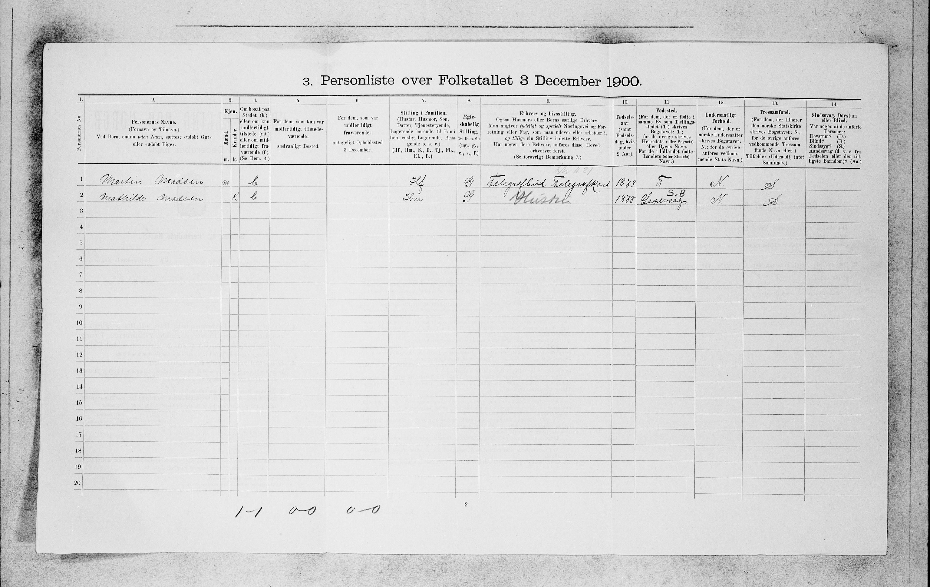 SAB, 1900 census for Bergen, 1900, p. 11278