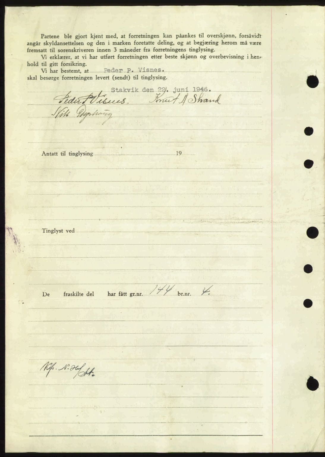 Nordmøre sorenskriveri, AV/SAT-A-4132/1/2/2Ca: Mortgage book no. A103, 1946-1947, Diary no: : 102/1947