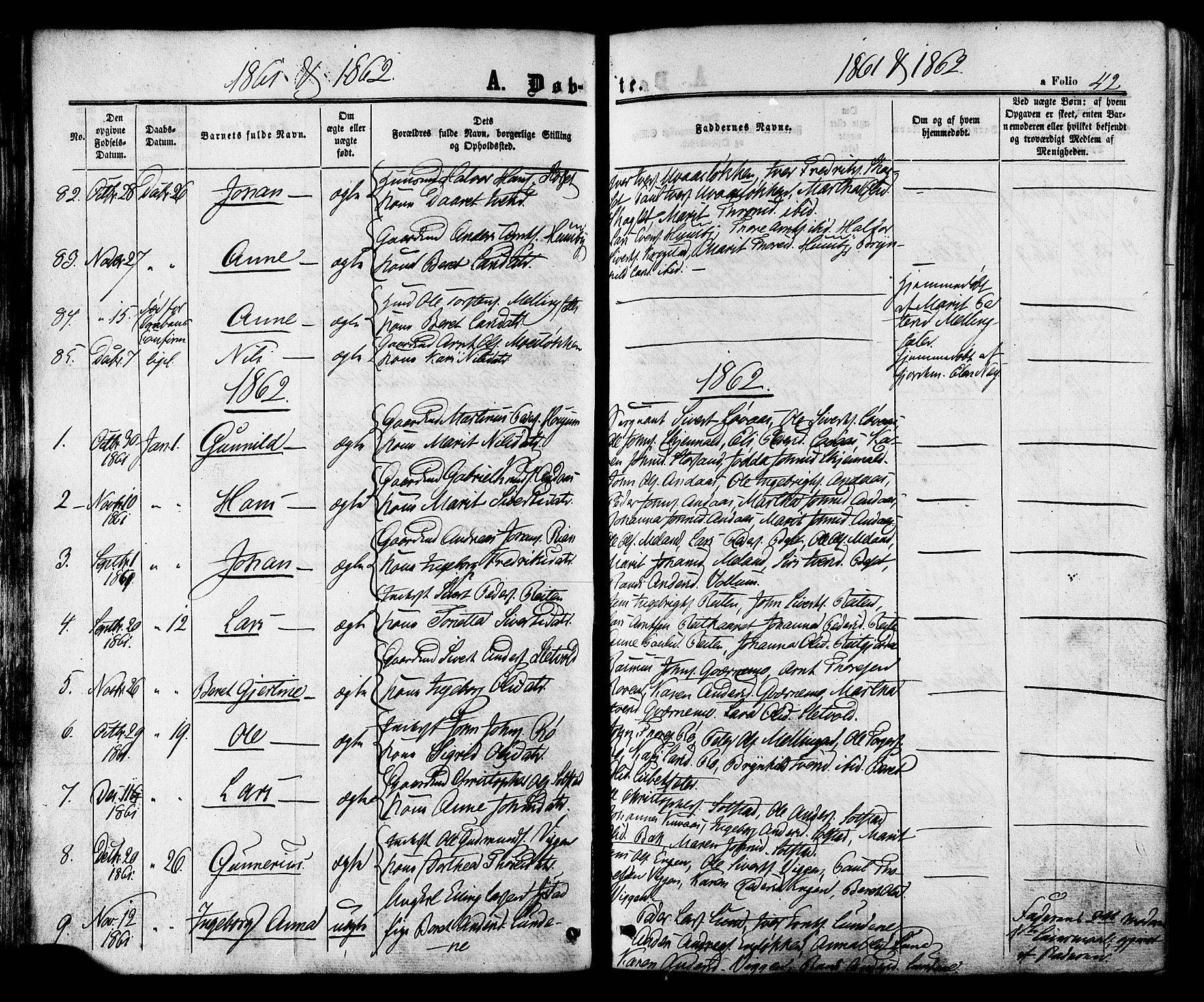 Ministerialprotokoller, klokkerbøker og fødselsregistre - Sør-Trøndelag, SAT/A-1456/665/L0772: Parish register (official) no. 665A07, 1856-1878, p. 42