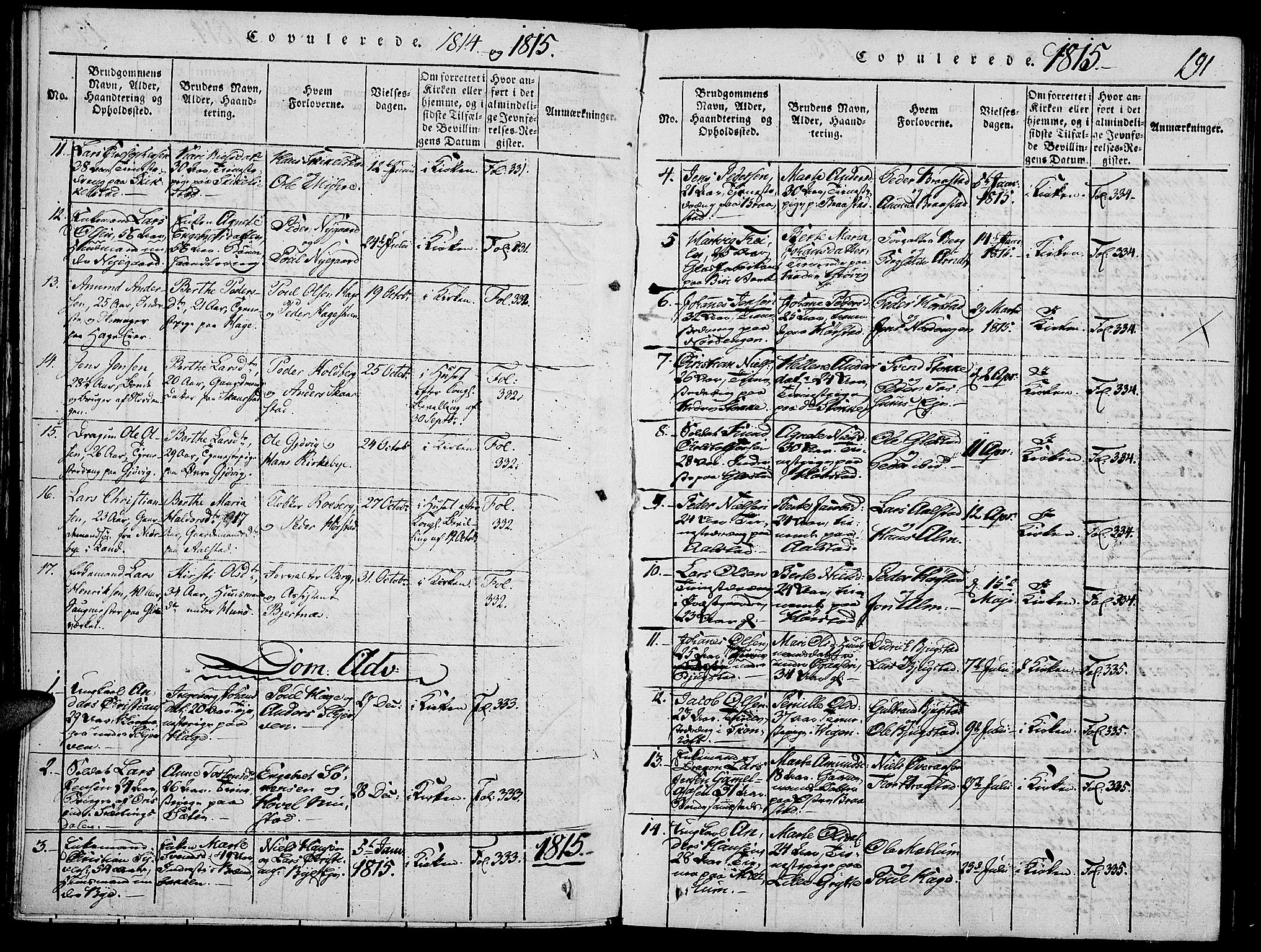 Vardal prestekontor, SAH/PREST-100/H/Ha/Haa/L0004: Parish register (official) no. 4, 1814-1831, p. 191