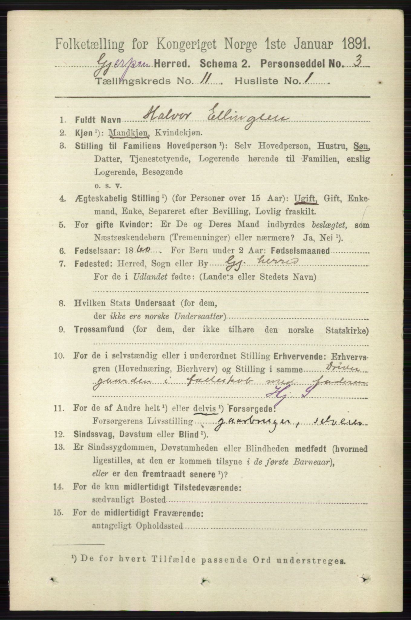 RA, 1891 census for 0812 Gjerpen, 1891, p. 6541