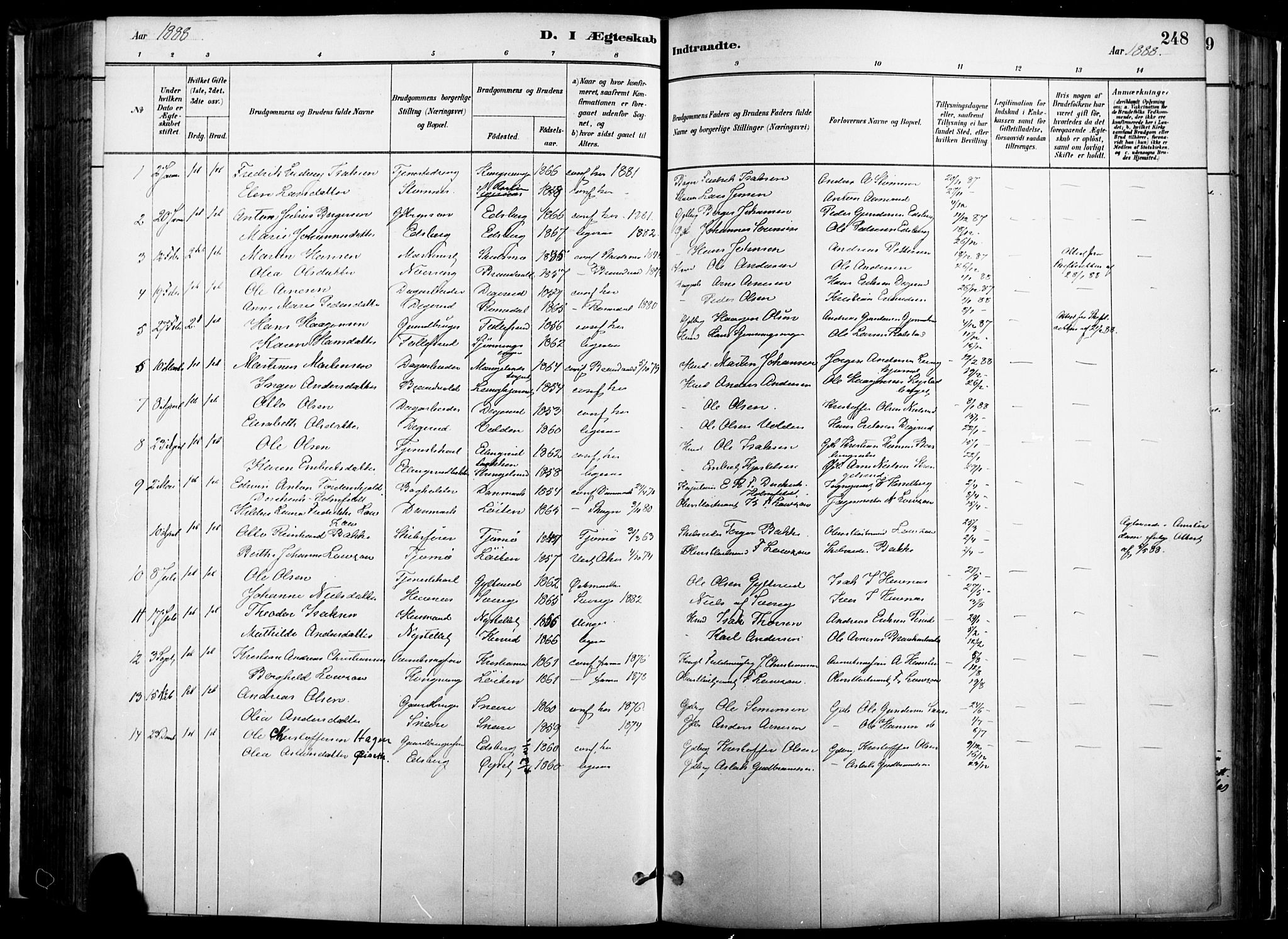 Vinger prestekontor, SAH/PREST-024/H/Ha/Haa/L0014: Parish register (official) no. 14, 1881-1900, p. 248