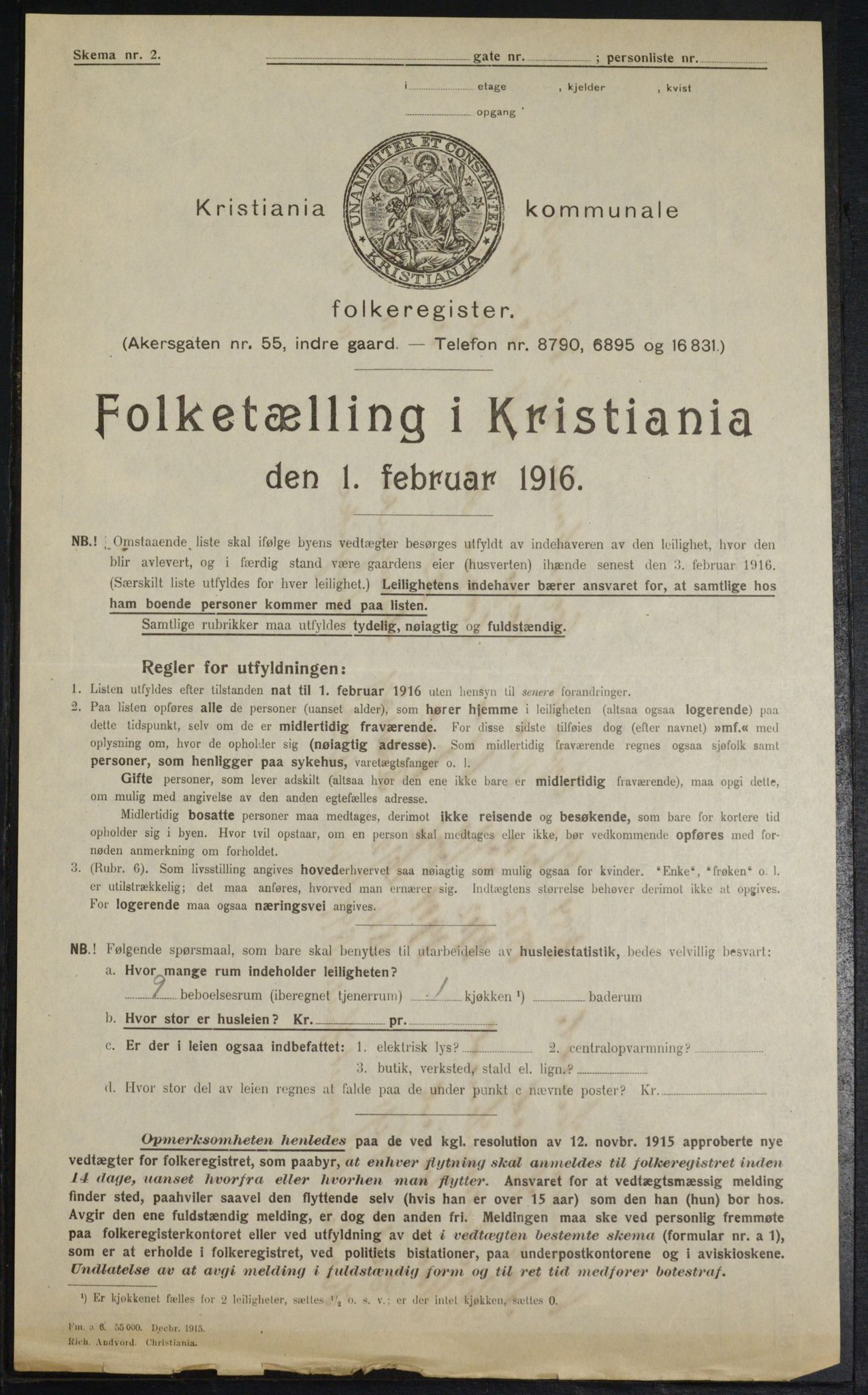 OBA, Municipal Census 1916 for Kristiania, 1916, p. 27644