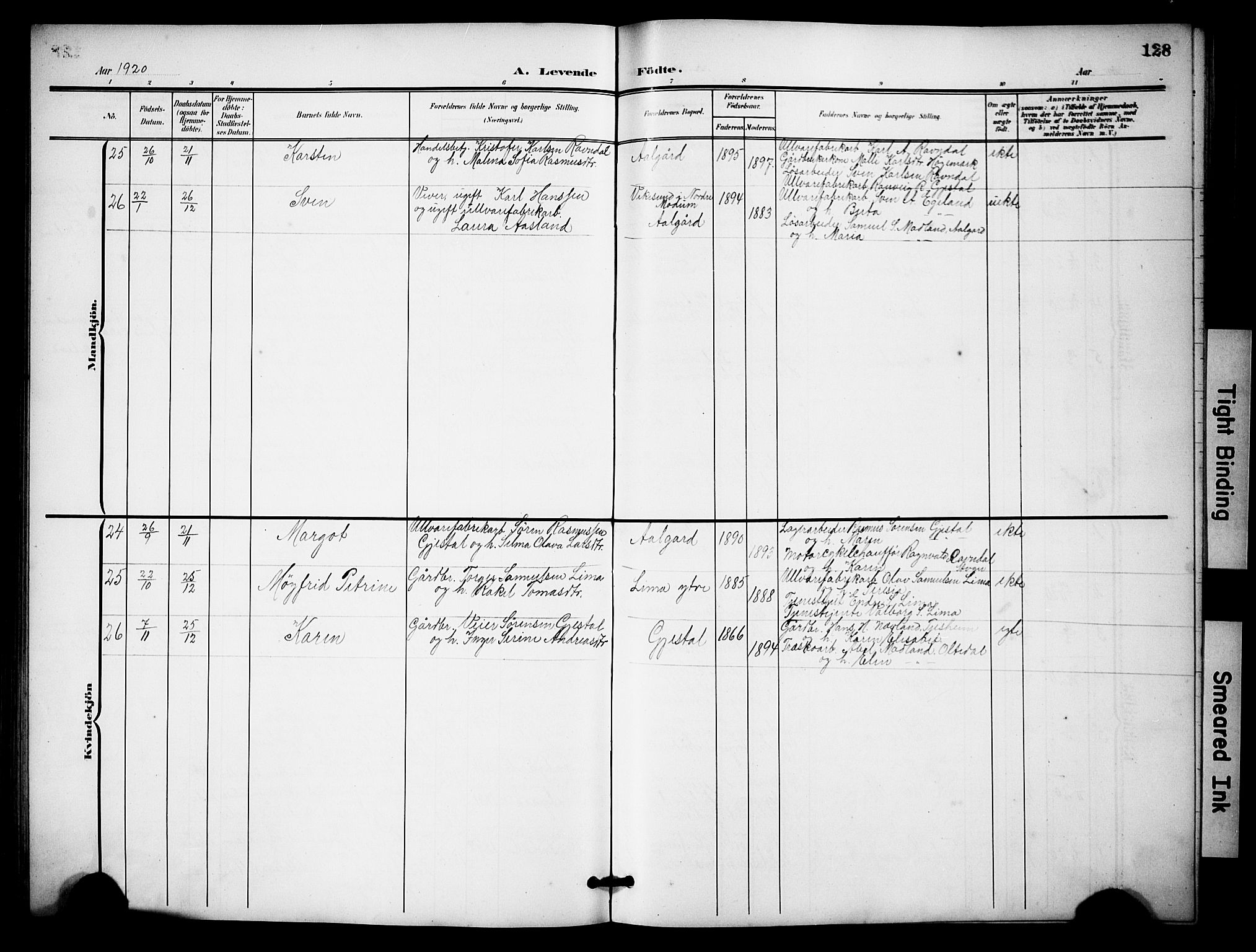 Lye sokneprestkontor, AV/SAST-A-101794/001/30BB/L0009: Parish register (copy) no. B 9, 1902-1923, p. 128