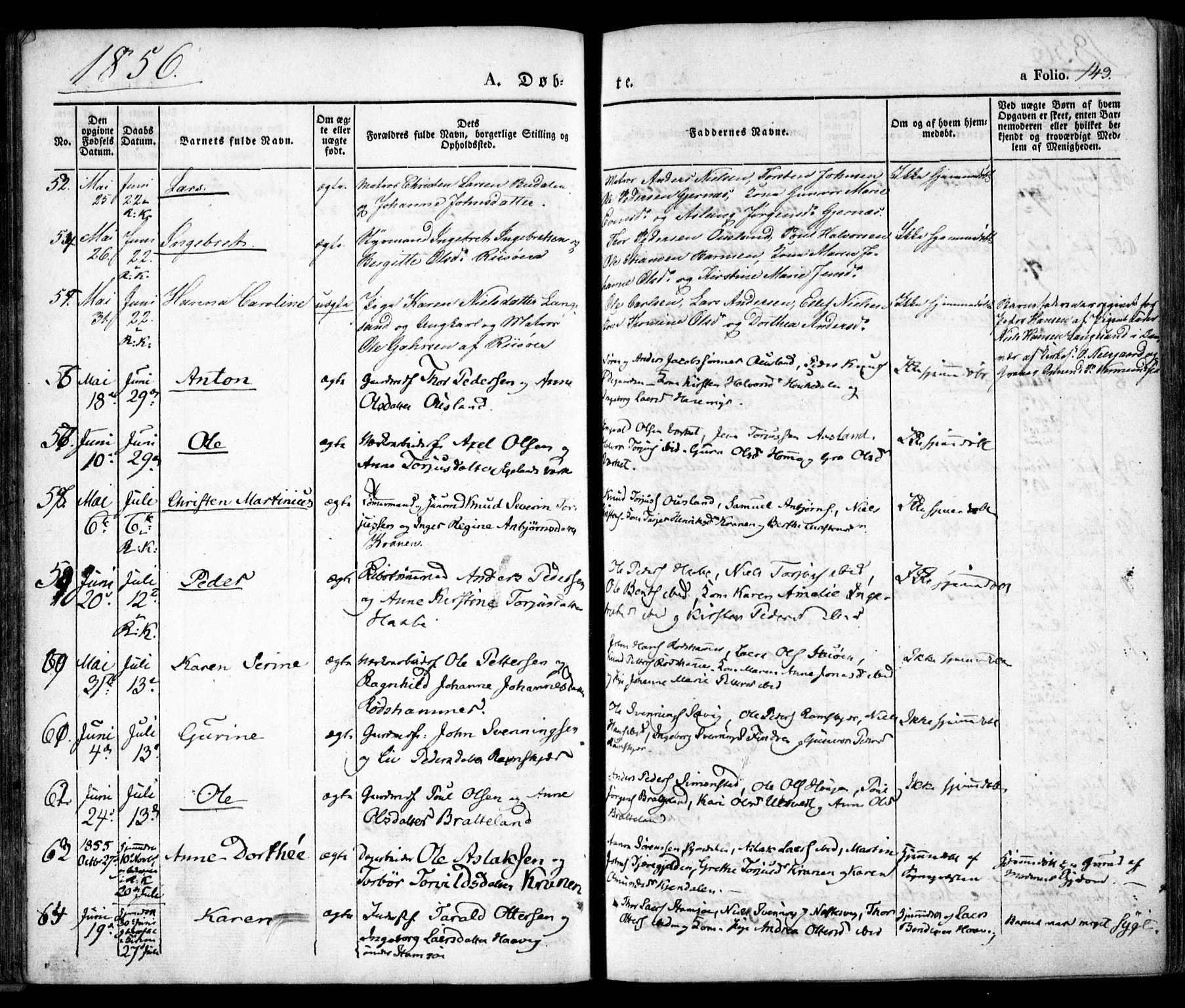 Søndeled sokneprestkontor, AV/SAK-1111-0038/F/Fa/L0002: Parish register (official) no. A 2, 1839-1860, p. 143