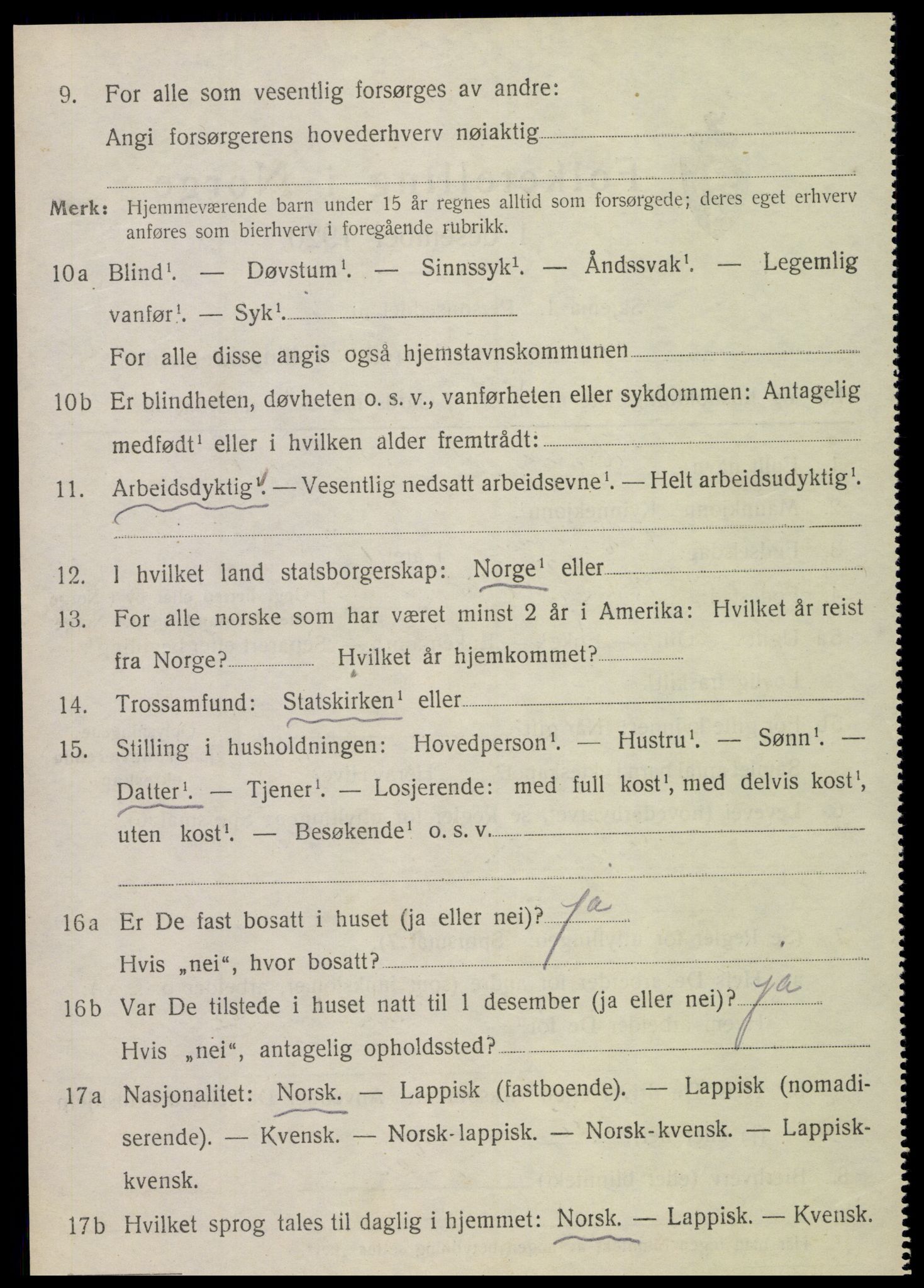 SAT, 1920 census for Sparbu, 1920, p. 3178