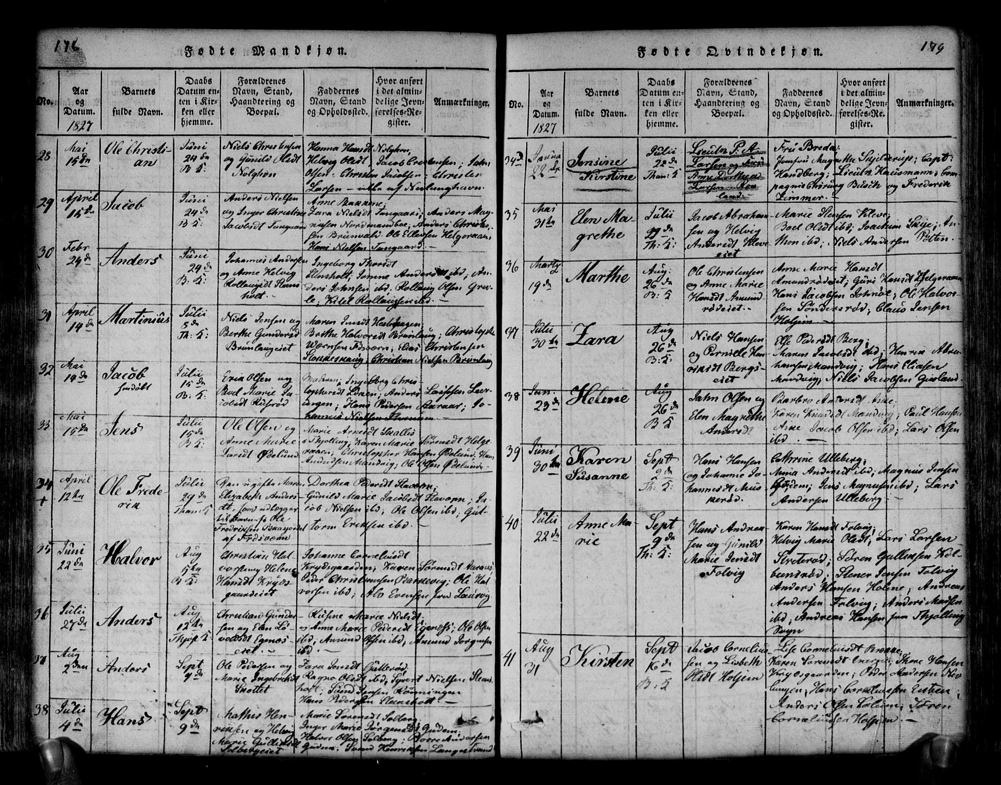 Brunlanes kirkebøker, AV/SAKO-A-342/G/Ga/L0001: Parish register (copy) no. I 1, 1814-1834, p. 178-179