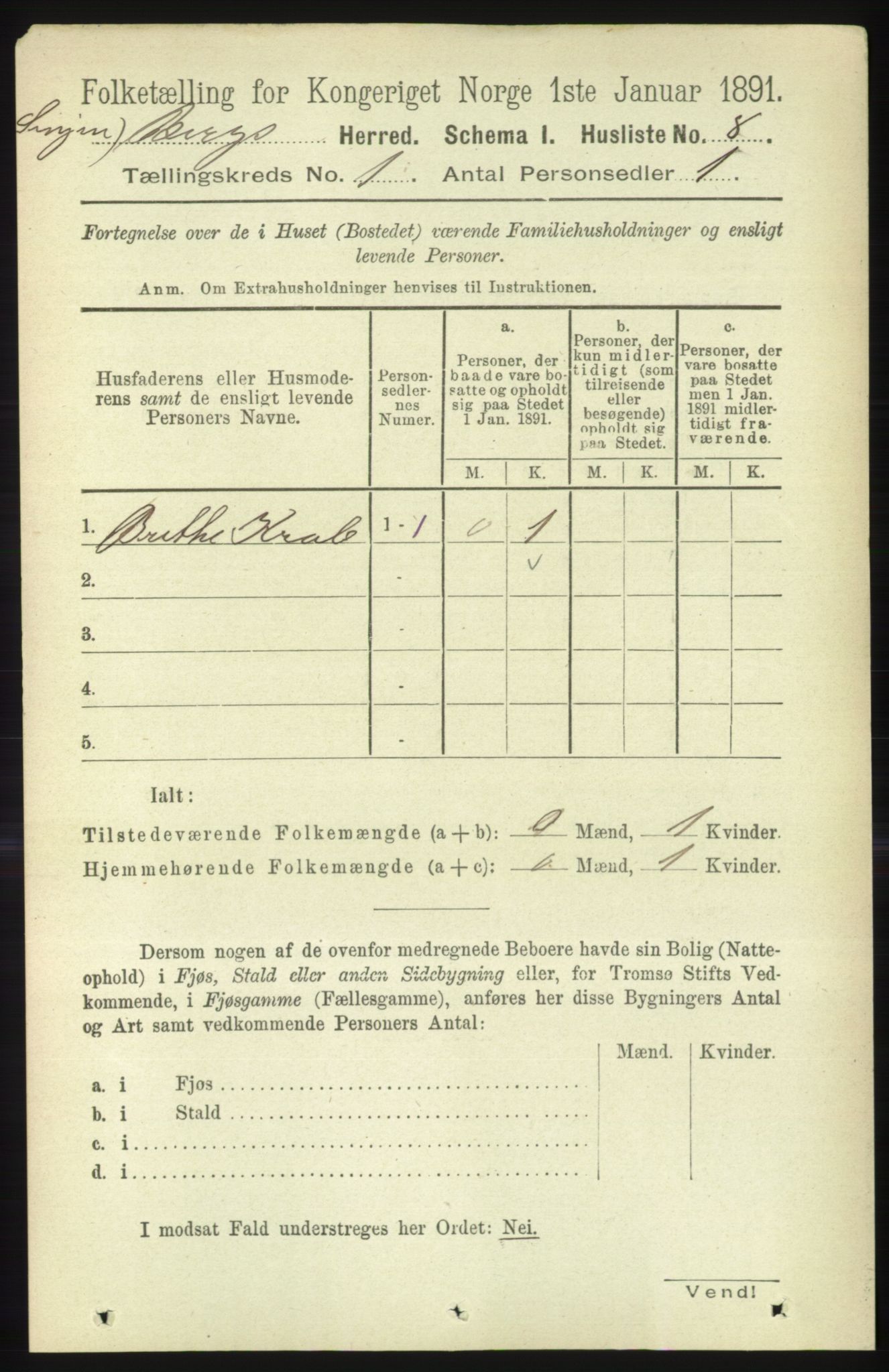 RA, 1891 census for 1929 Berg, 1891, p. 21