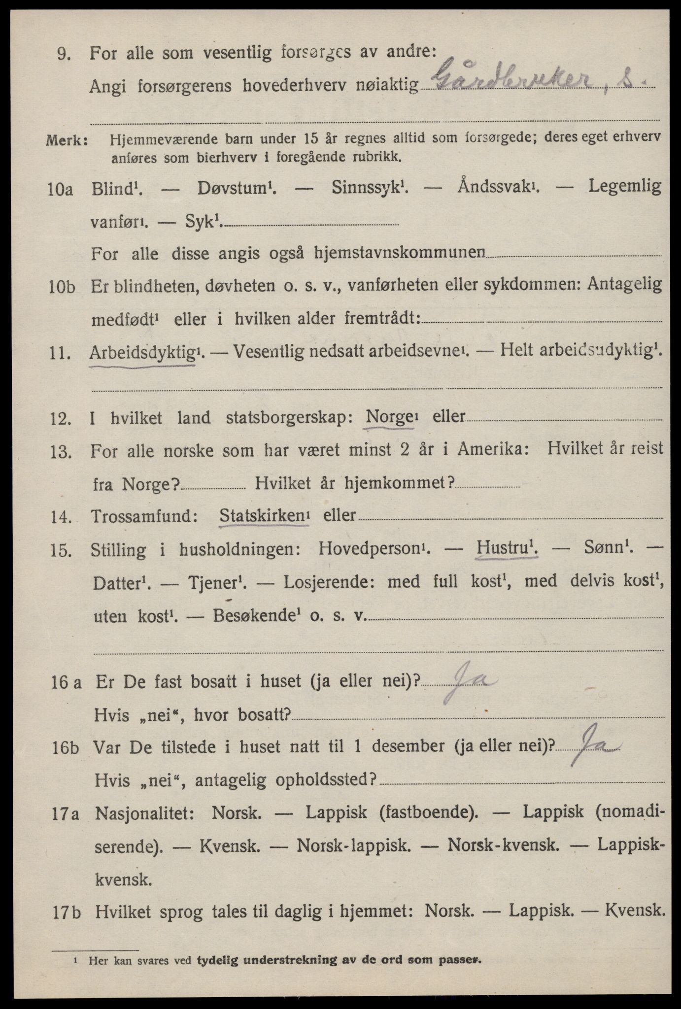 SAT, 1920 census for Ørland, 1920, p. 4938