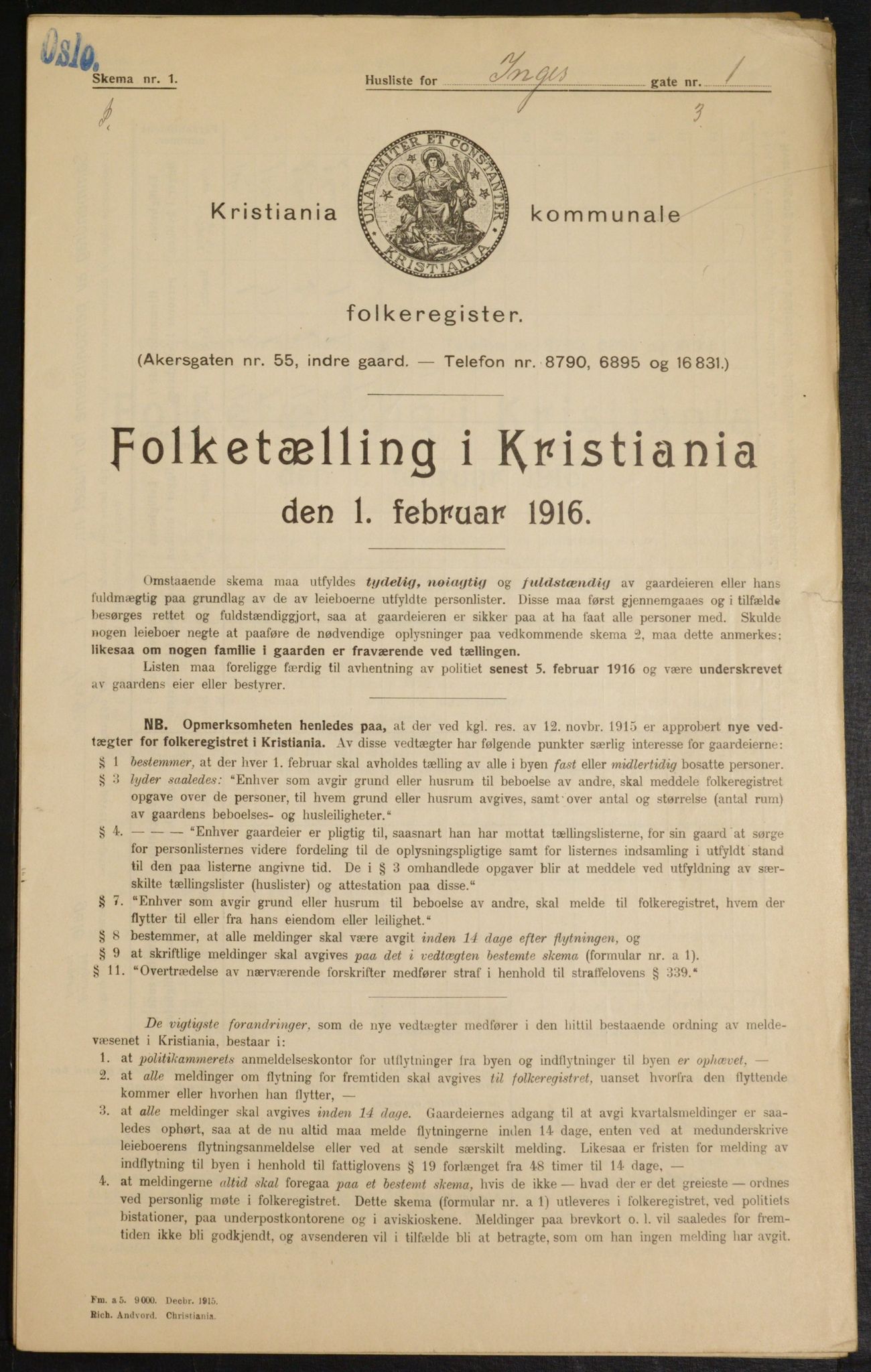 OBA, Municipal Census 1916 for Kristiania, 1916, p. 44850