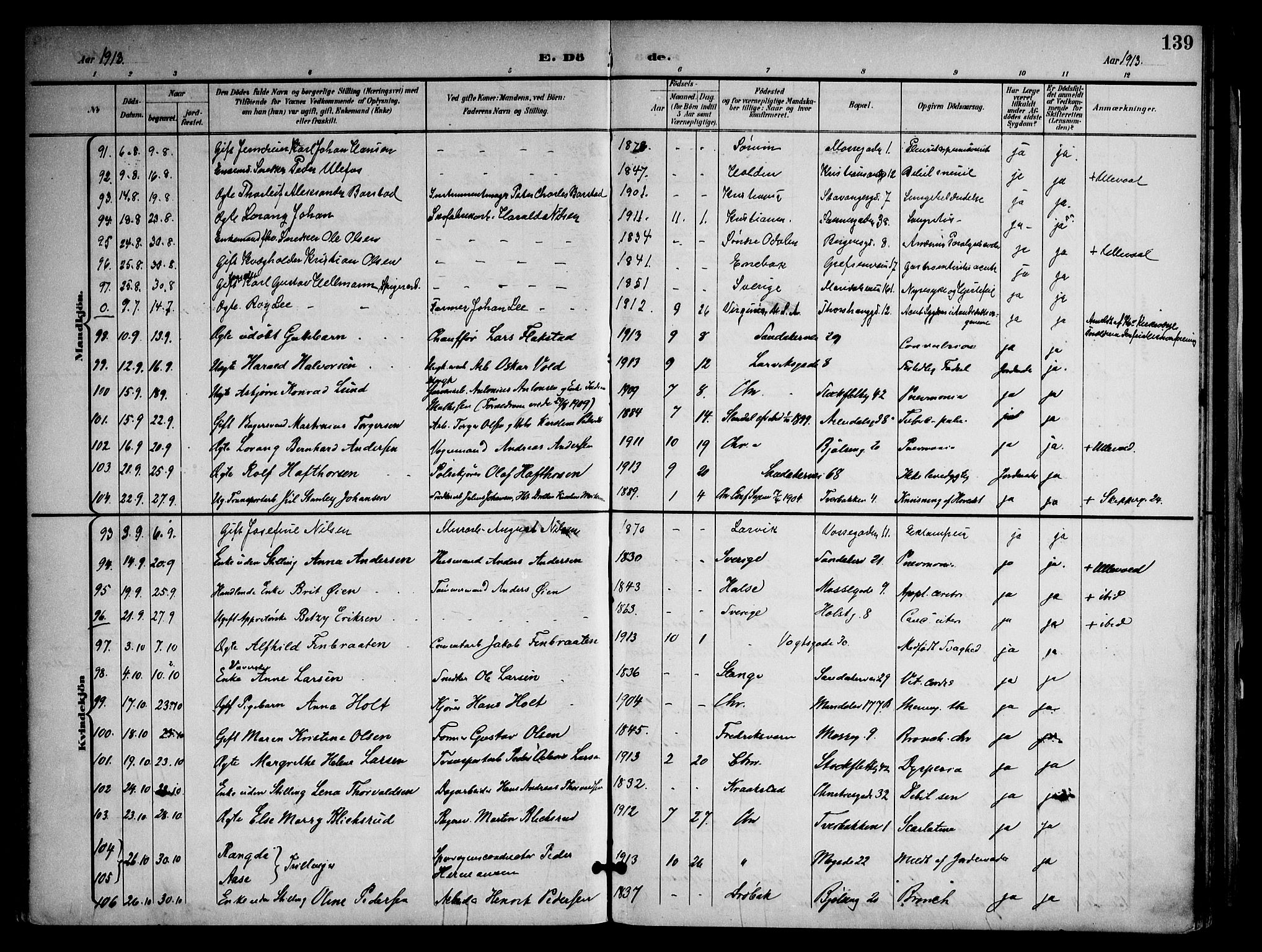 Sagene prestekontor Kirkebøker, SAO/A-10796/F/L0006: Parish register (official) no. 6, 1898-1923, p. 139