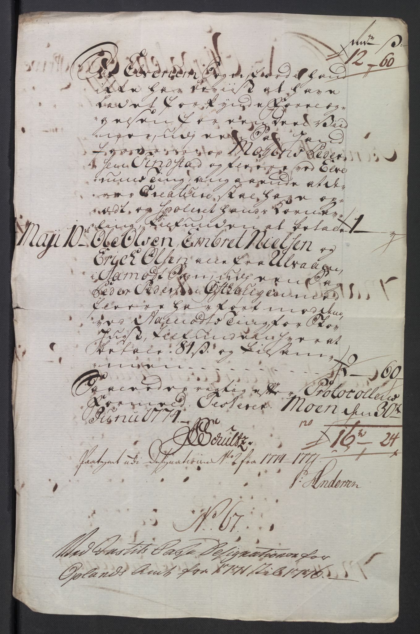 Rentekammeret inntil 1814, Reviderte regnskaper, Mindre regnskaper, AV/RA-EA-4068/Rb/L0014: Opplands amt, 1771-1779, p. 445