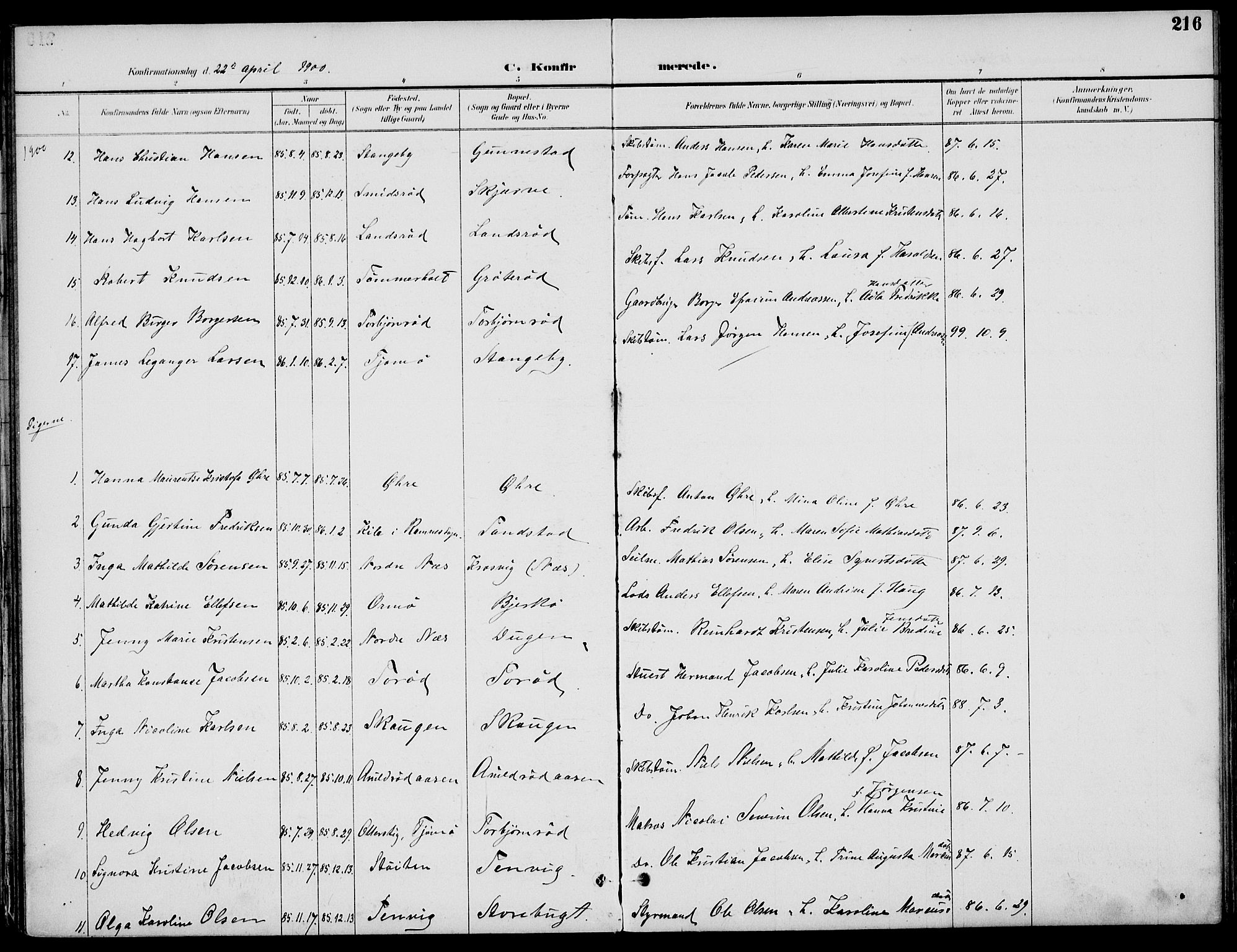 Nøtterøy kirkebøker, AV/SAKO-A-354/F/Fa/L0009: Parish register (official) no. I 9, 1894-1907, p. 216