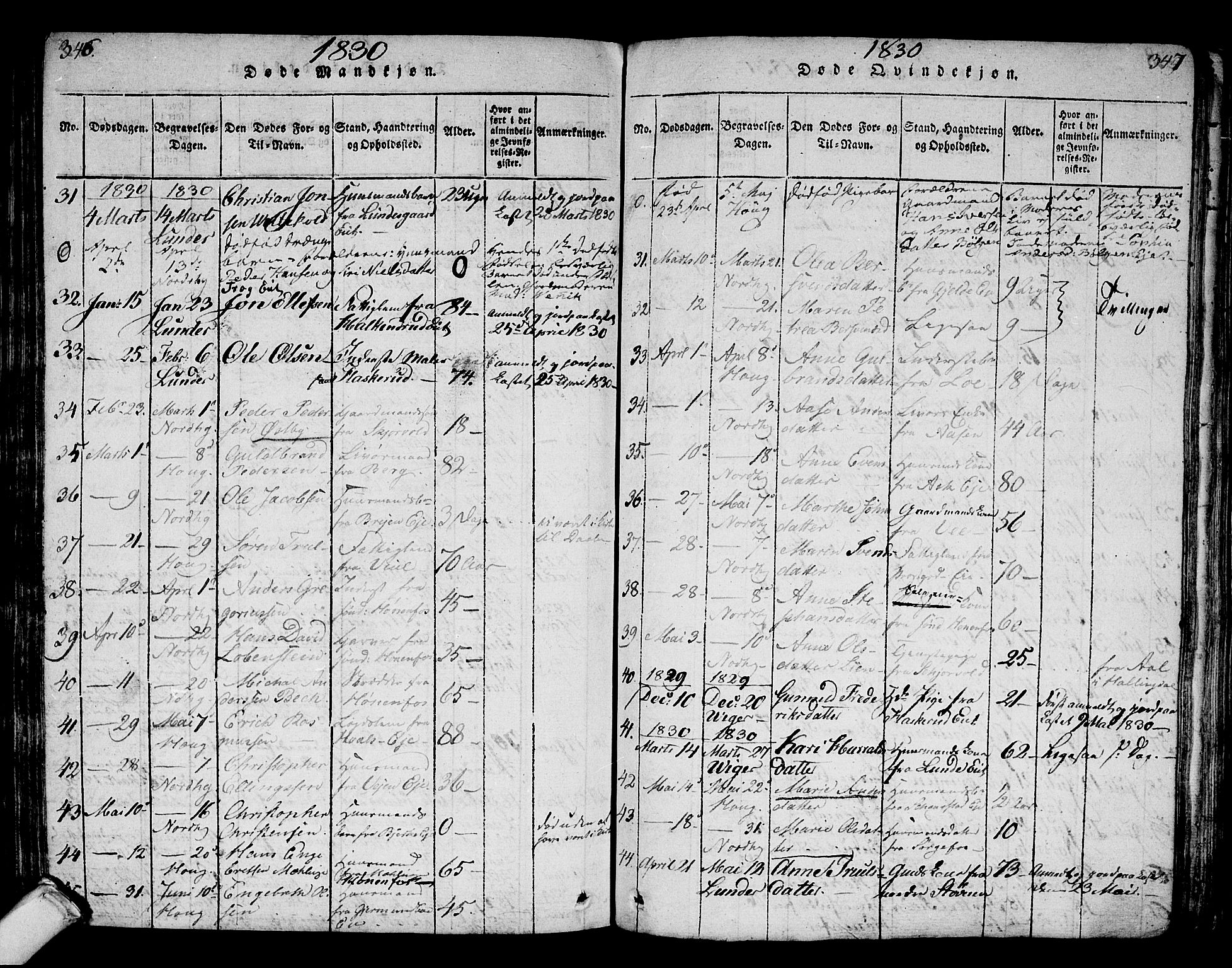 Norderhov kirkebøker, AV/SAKO-A-237/F/Fa/L0008: Parish register (official) no. 8, 1814-1833, p. 346-347