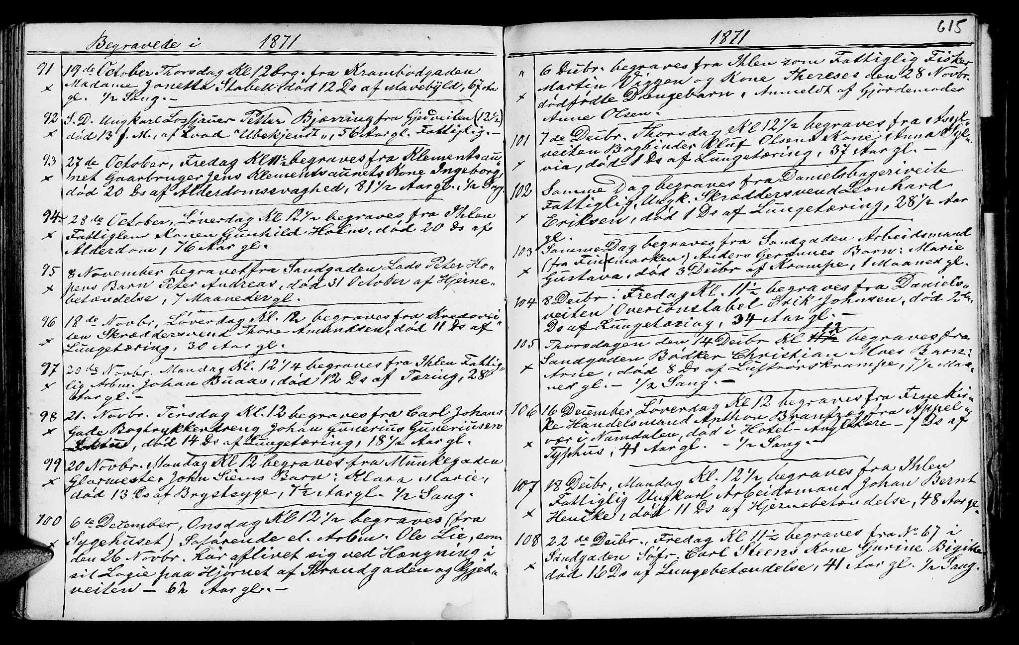 Ministerialprotokoller, klokkerbøker og fødselsregistre - Sør-Trøndelag, SAT/A-1456/602/L0140: Parish register (copy) no. 602C08, 1864-1872, p. 614-615