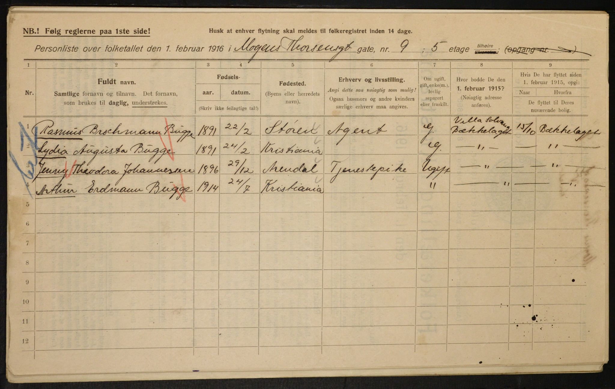 OBA, Municipal Census 1916 for Kristiania, 1916, p. 67254