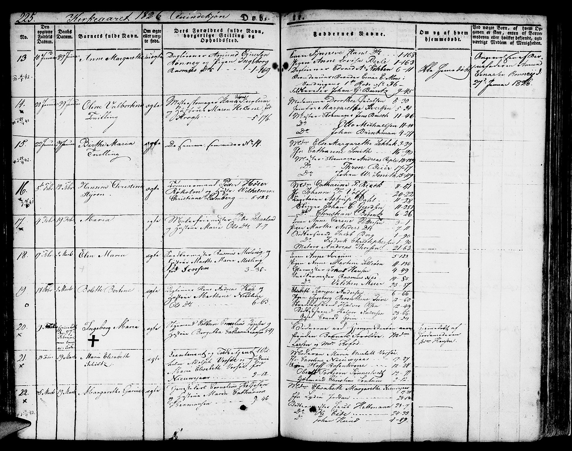 Nykirken Sokneprestembete, SAB/A-77101/H/Hab: Parish register (copy) no. A 5I, 1821-1841, p. 225