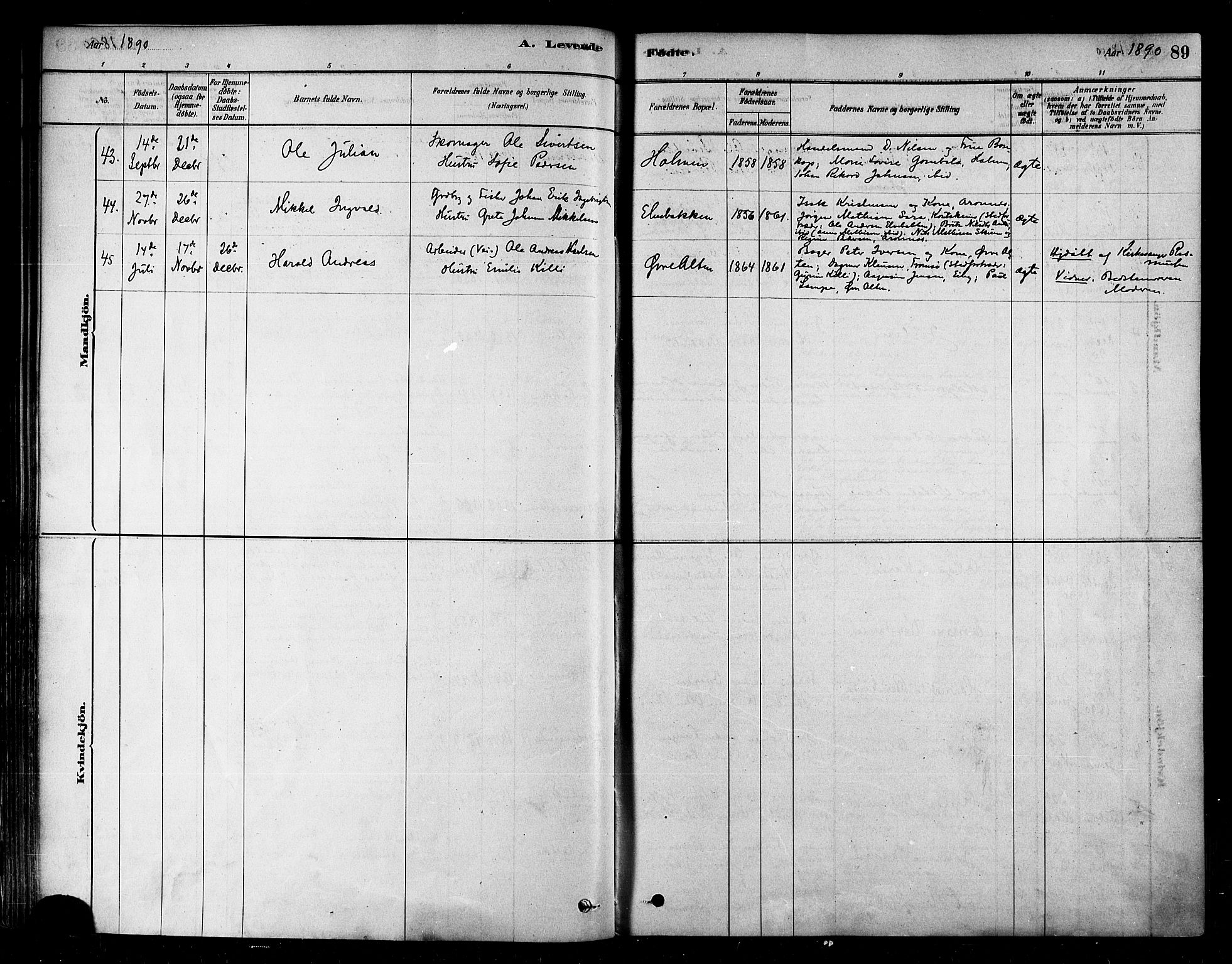 Alta sokneprestkontor, SATØ/S-1338/H/Ha/L0002.kirke: Parish register (official) no. 2, 1879-1892, p. 89