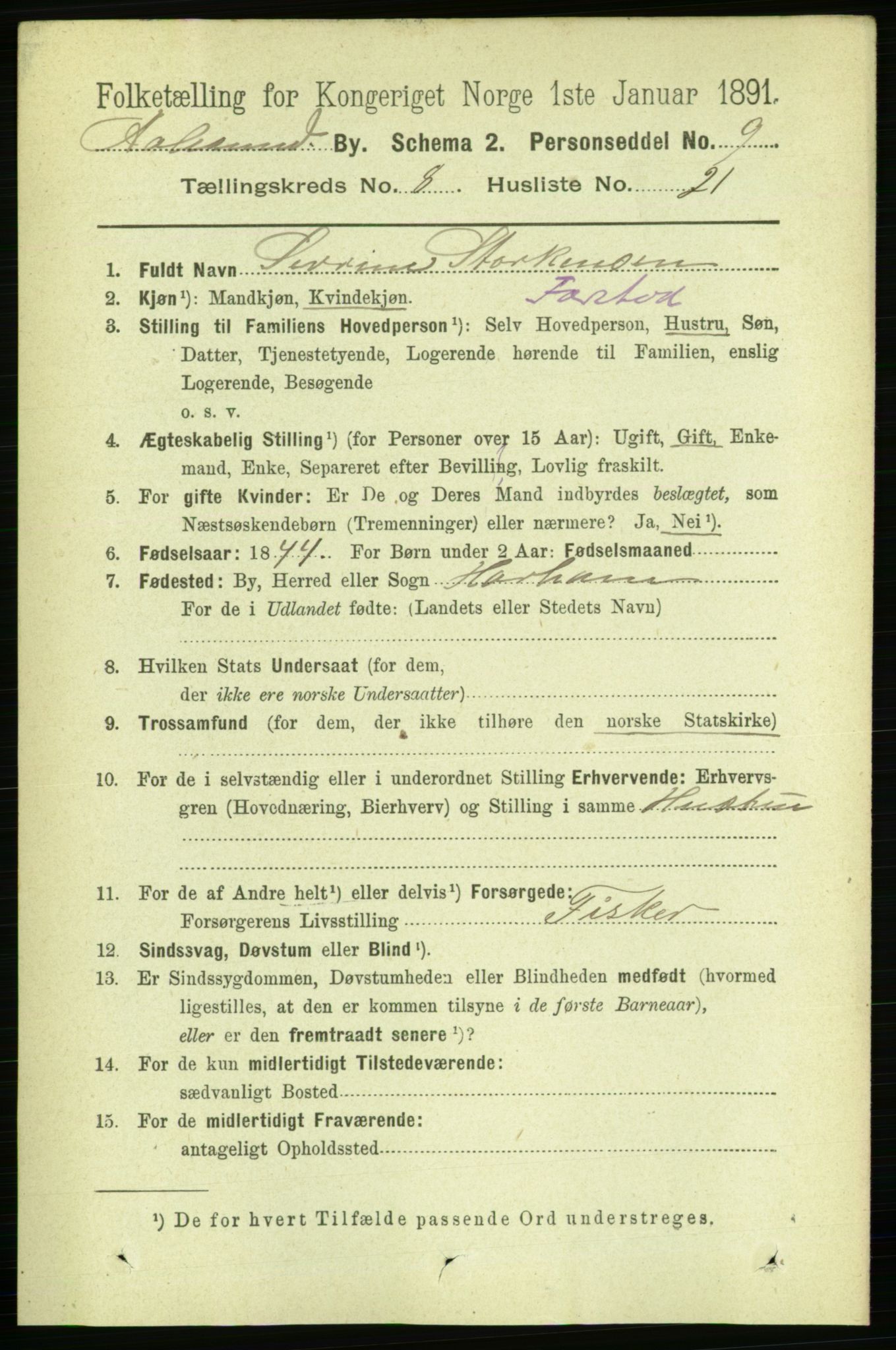 RA, 1891 census for 1501 Ålesund, 1891, p. 6001