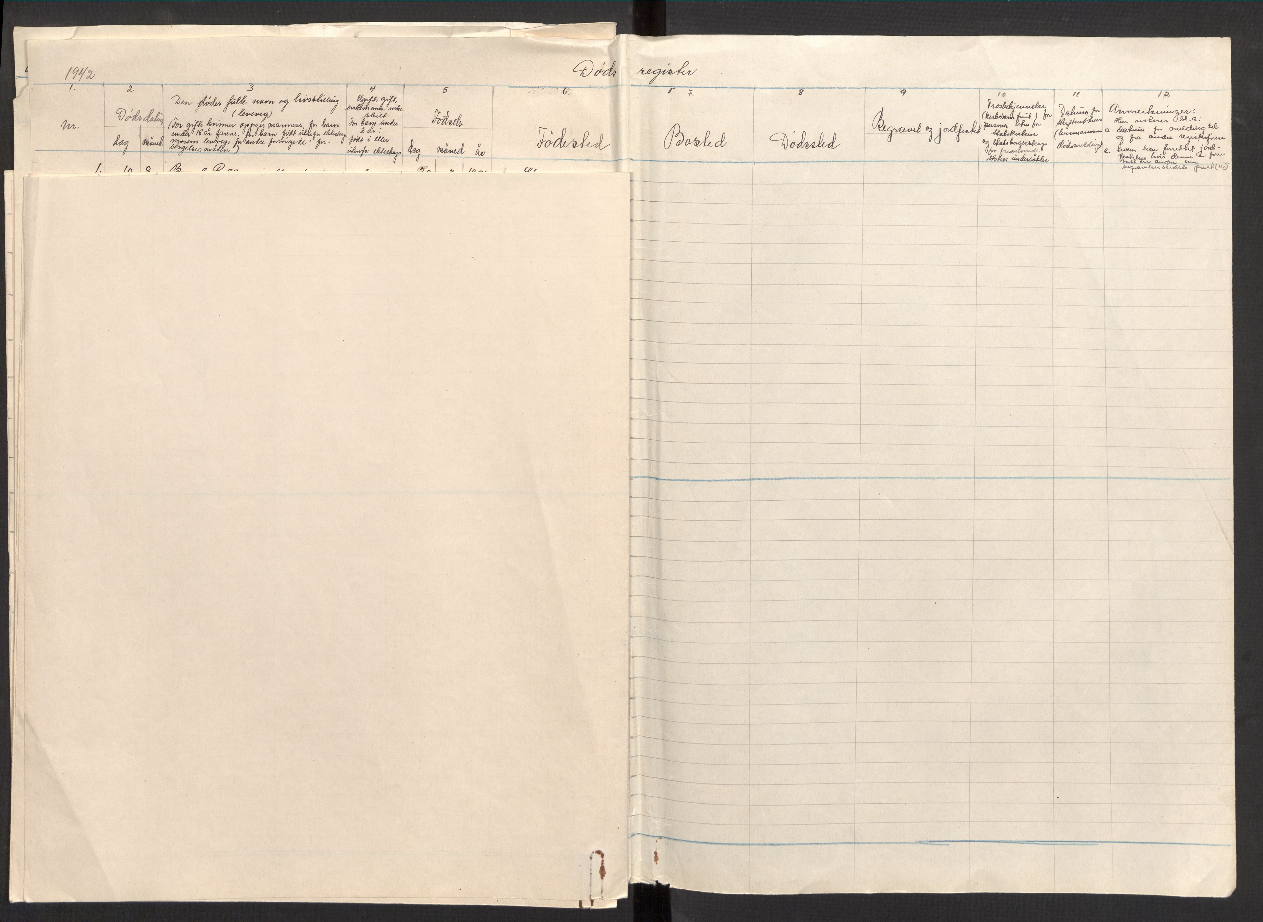 Ullensaker folkeregister, AV/SAO-A-10224/I/Ia/L0004: Fødsels-, vigsels- og dødsfallsregister, 1942-1943