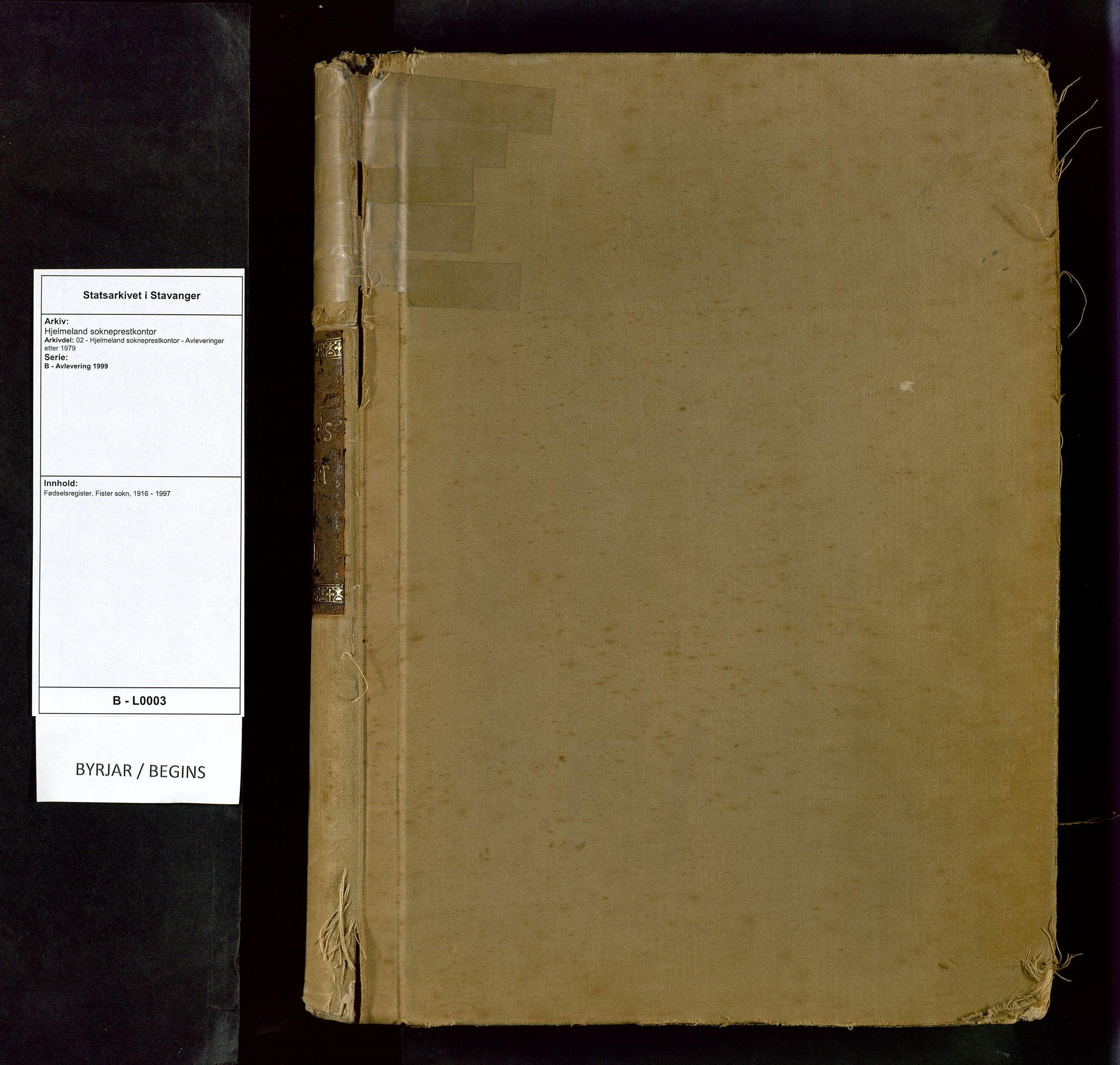 Hjelmeland sokneprestkontor, AV/SAST-A-101843/02/B/L0003: Birth register no. 3, 1916-1997