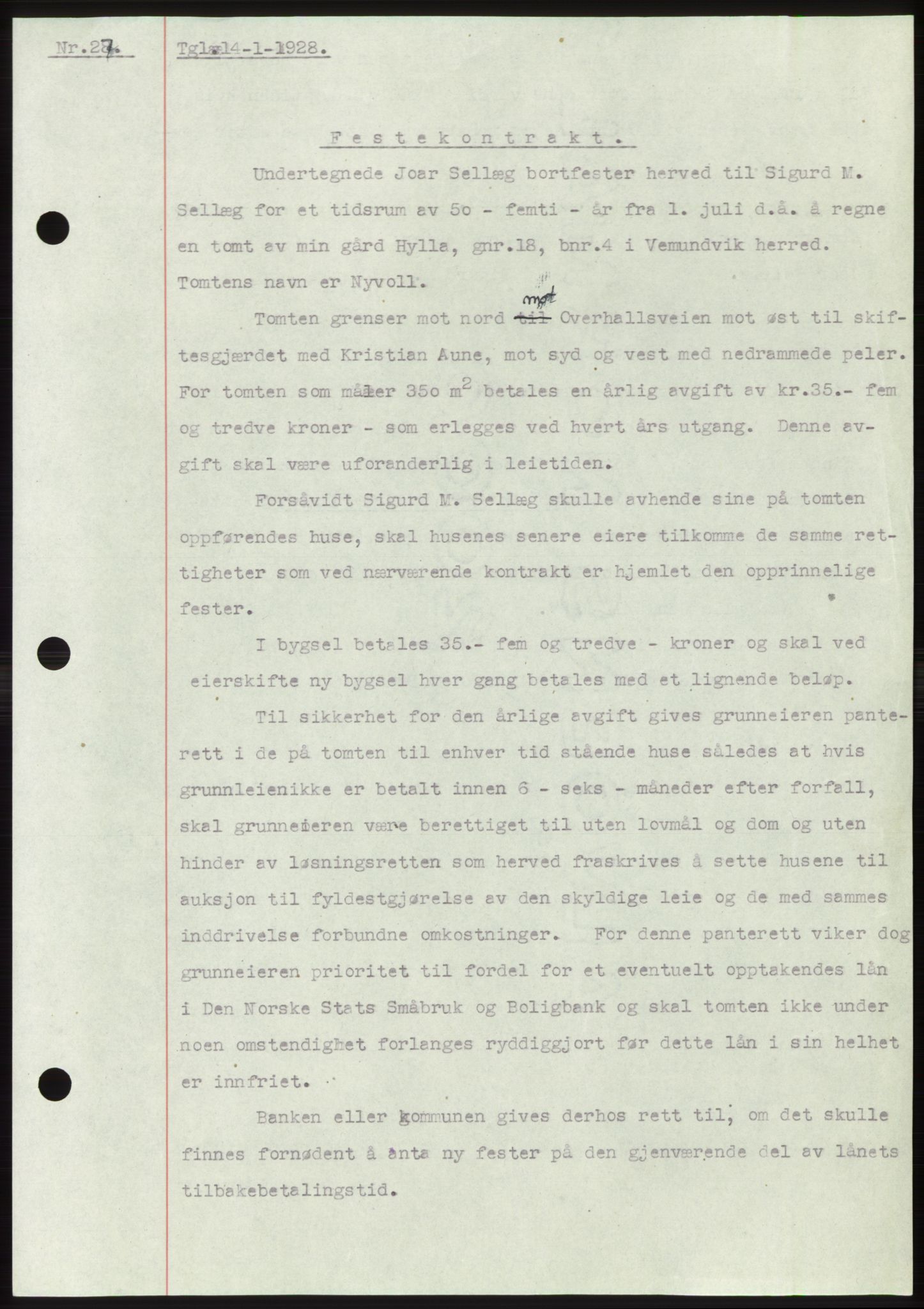 Namdal sorenskriveri, SAT/A-4133/1/2/2C: Mortgage book no. -, 1926-1930, Deed date: 14.01.1928