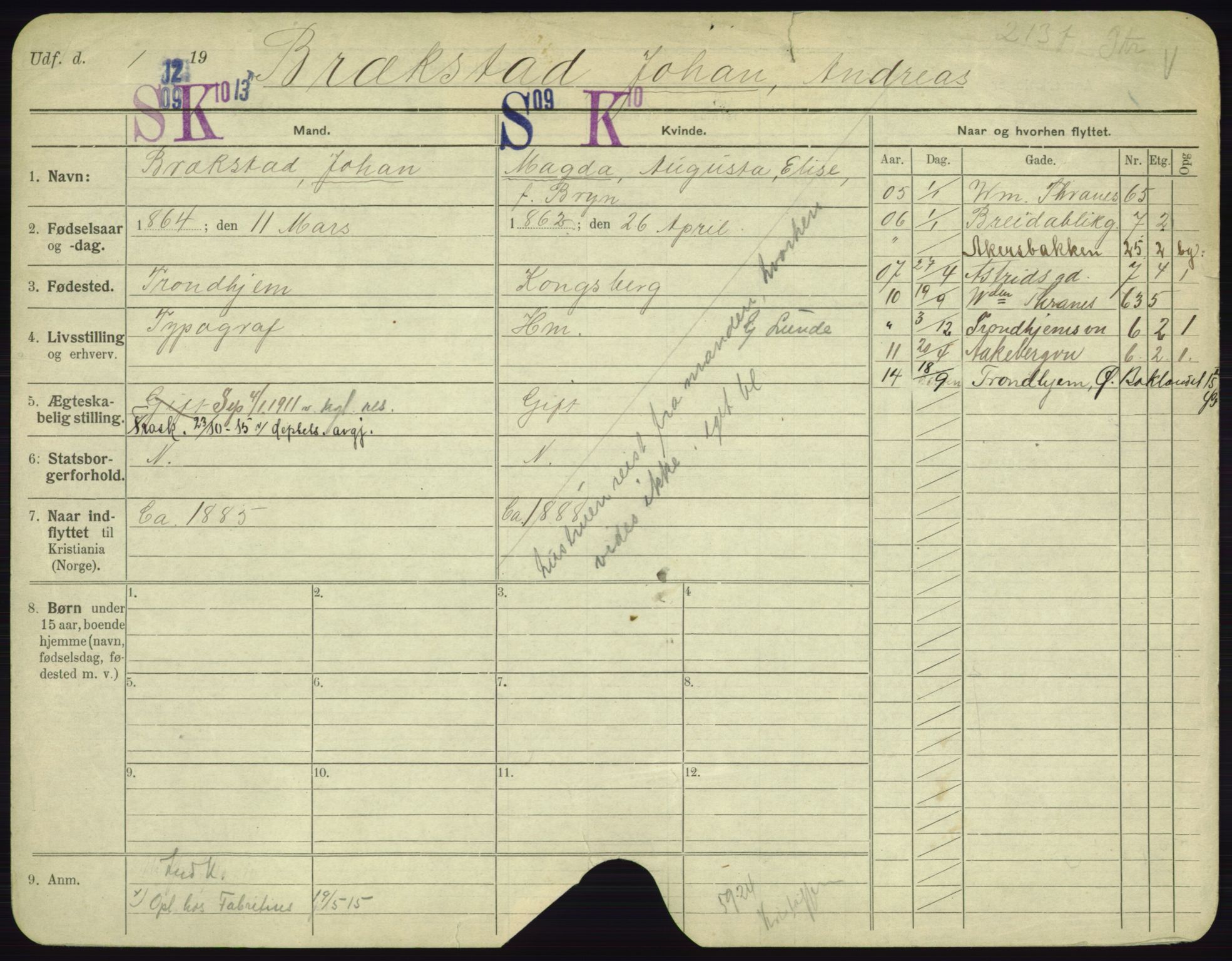 Oslo folkeregister, Registerkort, AV/SAO-A-11715/F/Fa/Fac/L0002: Menn, 1906-1914, p. 279a