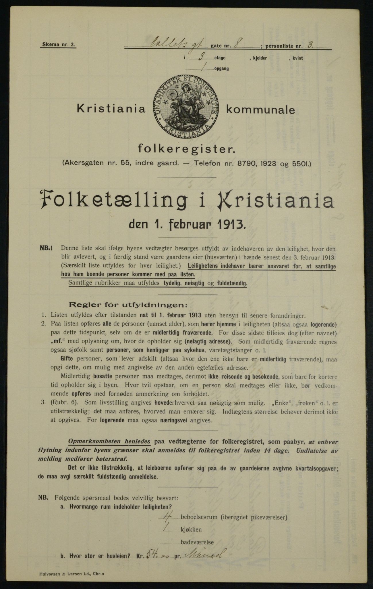 OBA, Municipal Census 1913 for Kristiania, 1913, p. 13098