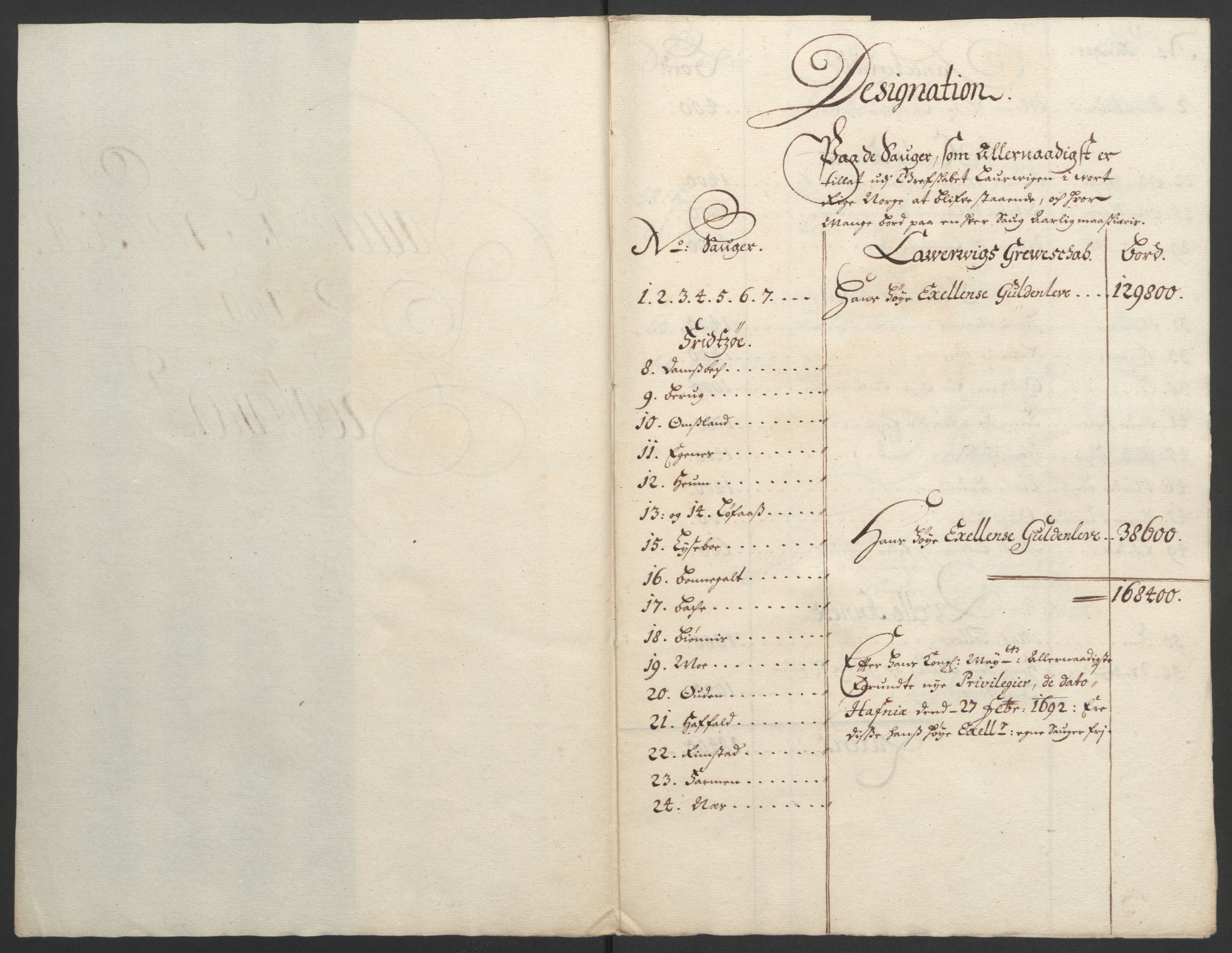 Rentekammeret inntil 1814, Reviderte regnskaper, Fogderegnskap, RA/EA-4092/R33/L1974: Fogderegnskap Larvik grevskap, 1693-1695, p. 170