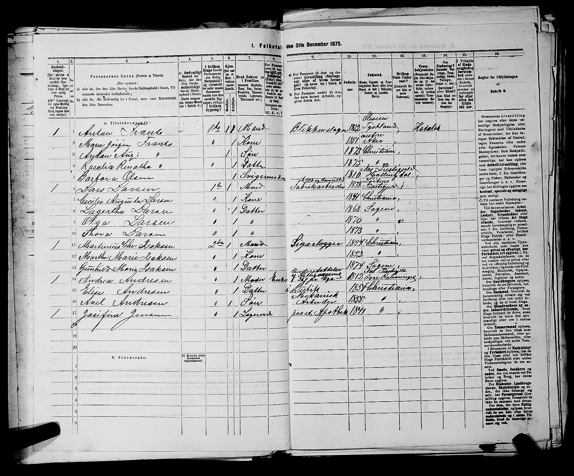 RA, 1875 census for 0301 Kristiania, 1875, p. 6178