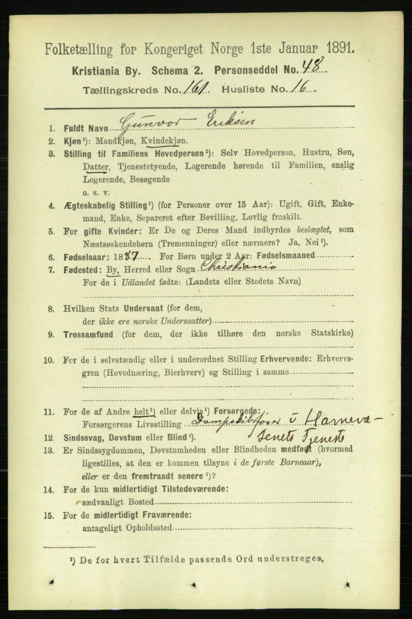 RA, 1891 census for 0301 Kristiania, 1891, p. 91900