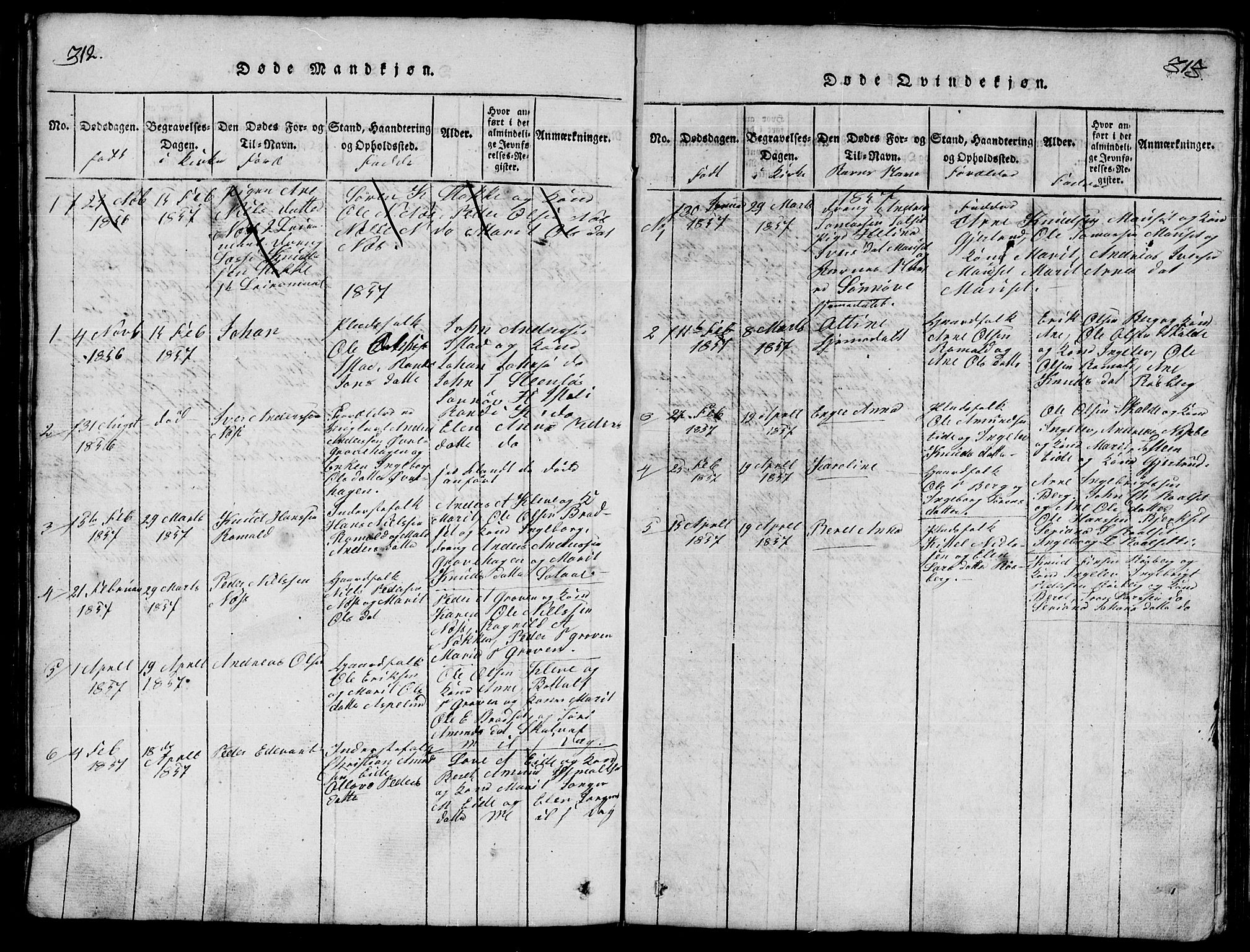 Ministerialprotokoller, klokkerbøker og fødselsregistre - Møre og Romsdal, AV/SAT-A-1454/557/L0683: Parish register (copy) no. 557C01, 1818-1862, p. 312-313